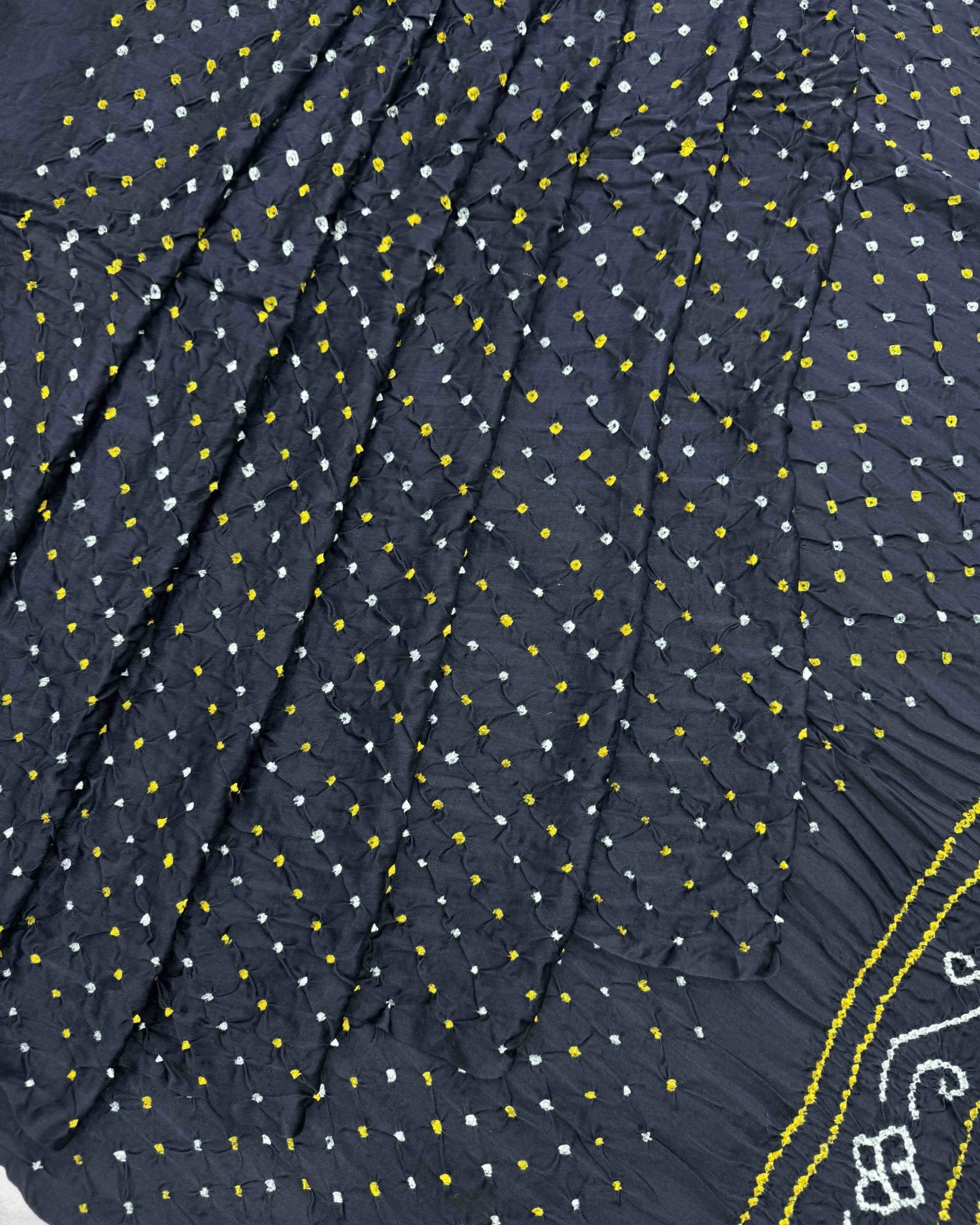 Black Gajji Silk Bandhani Saree - SindhoiPatolaArt