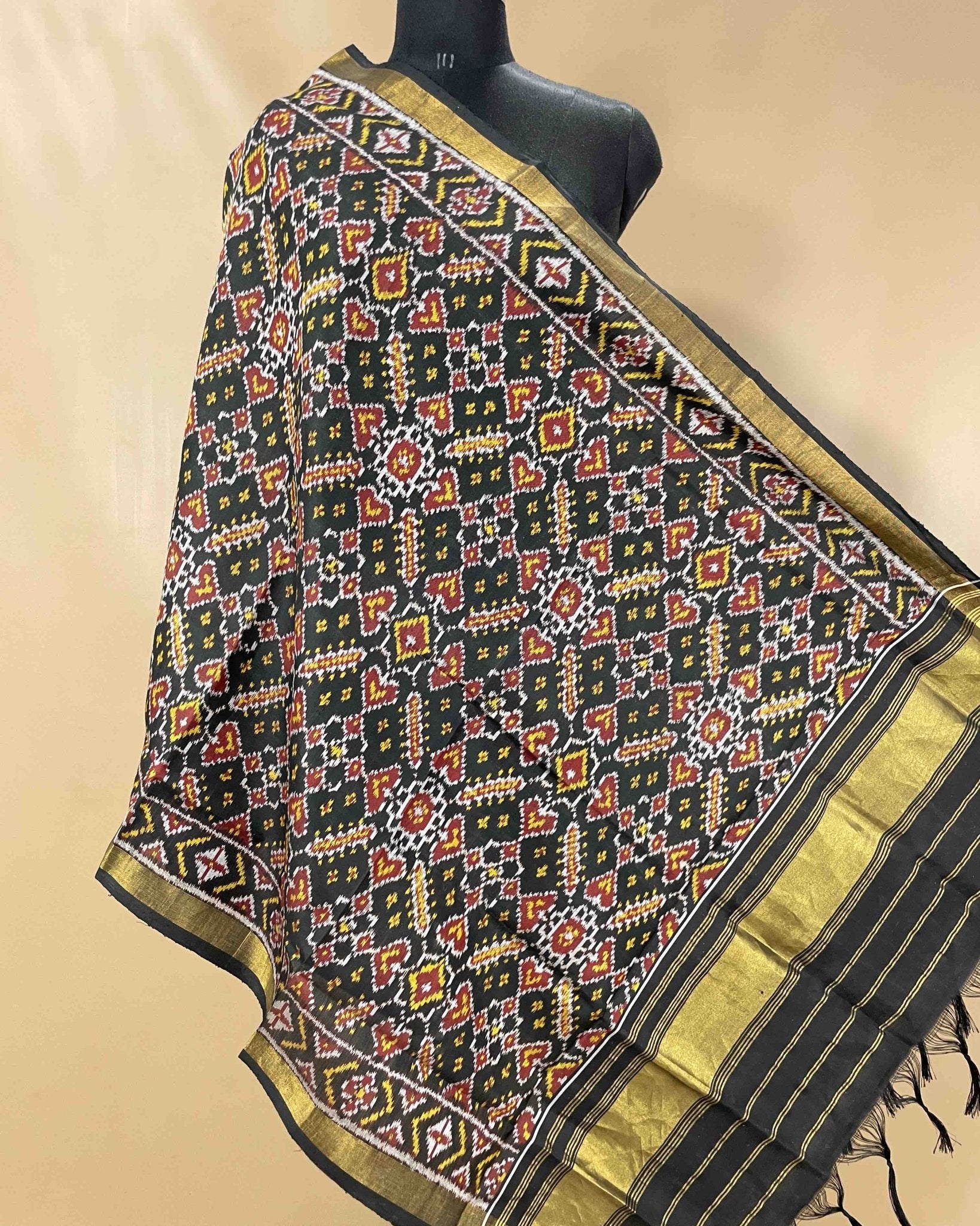 Black Manekchowk Designer Patola Dupatta - SindhoiPatolaArt