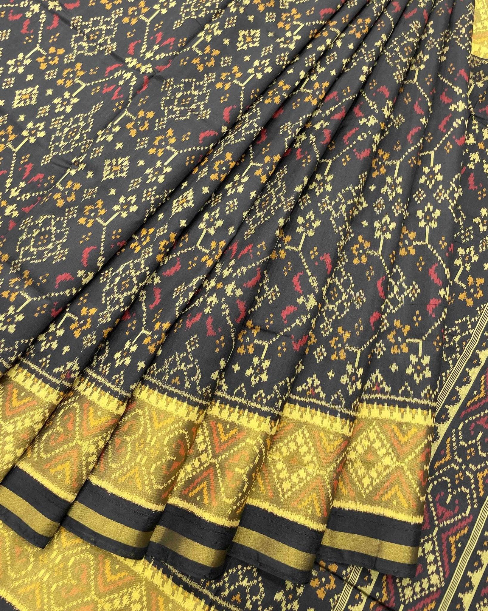 Black Navratan Designer Patola Saree - SindhoiPatolaArt