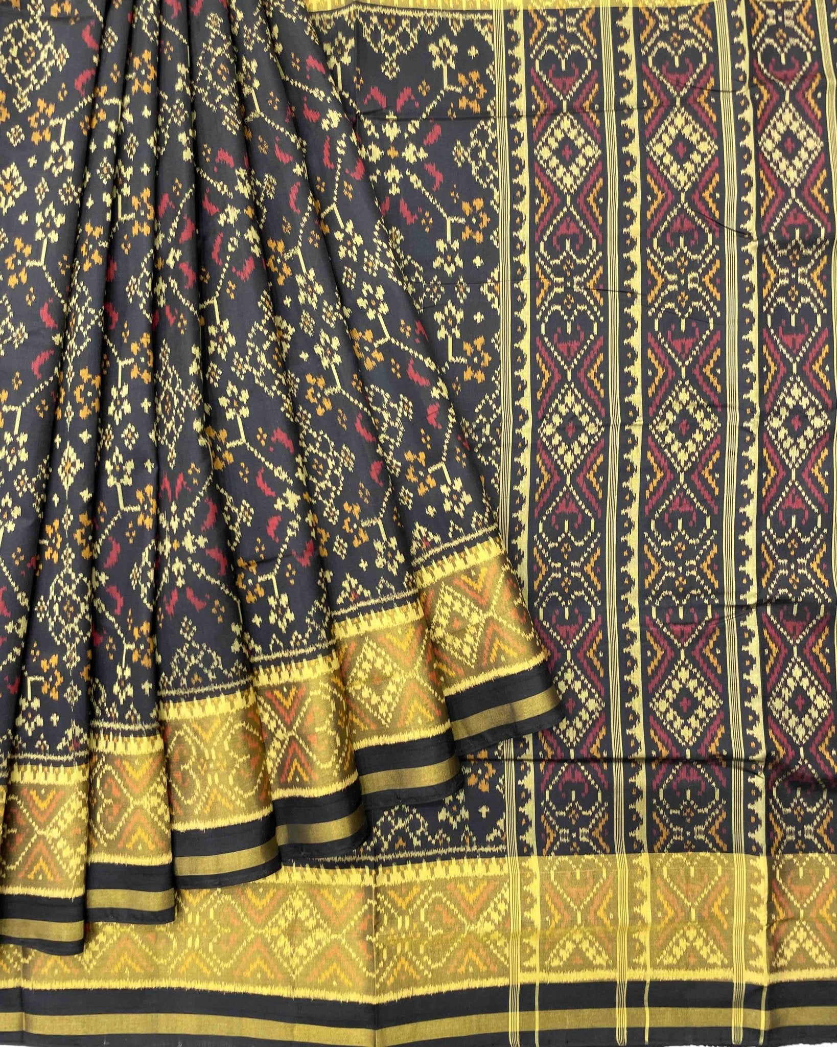 Black Navratan Designer Patola Saree - SindhoiPatolaArt