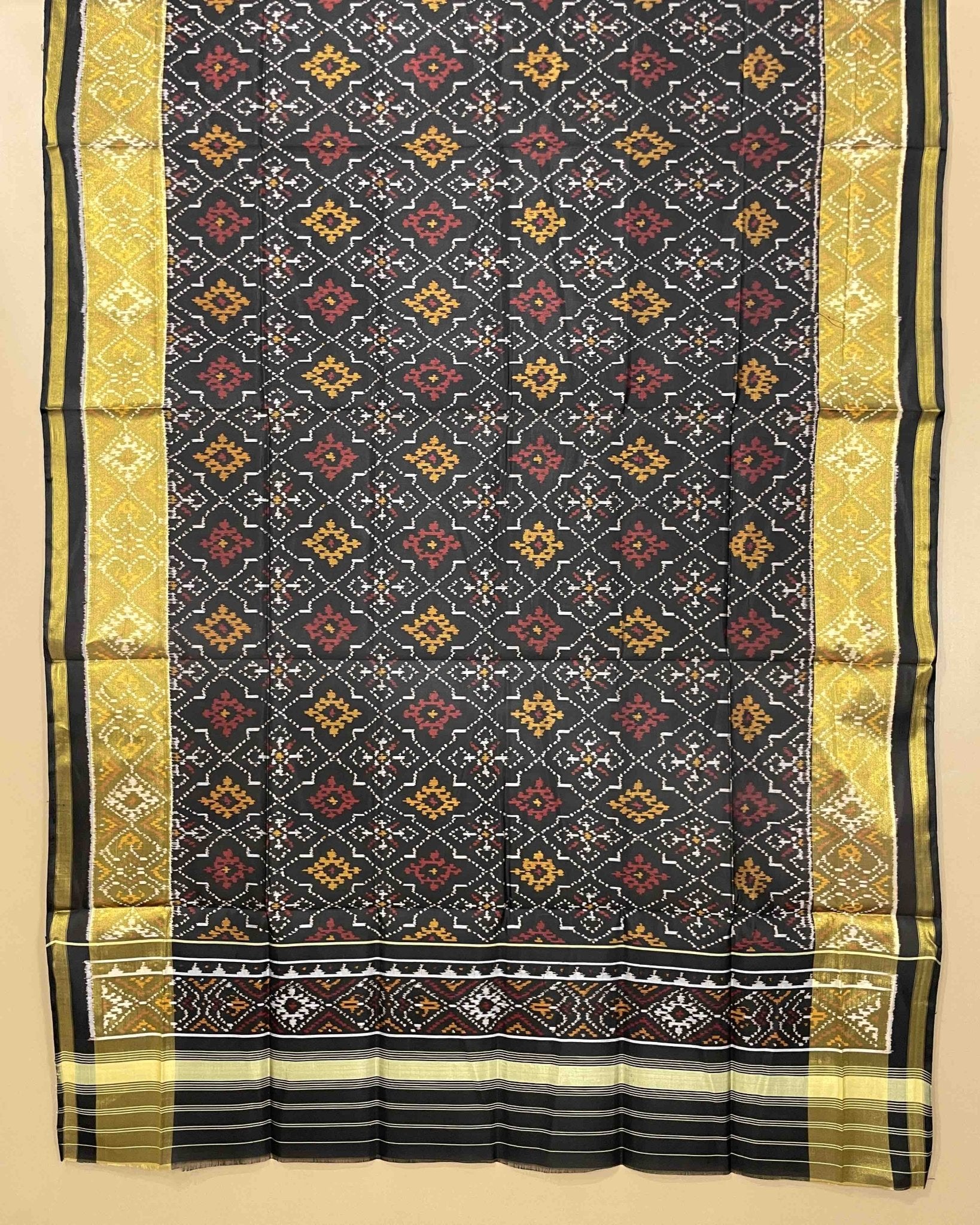 Black Panchanda Designer Patola Dupatta - SindhoiPatolaArt