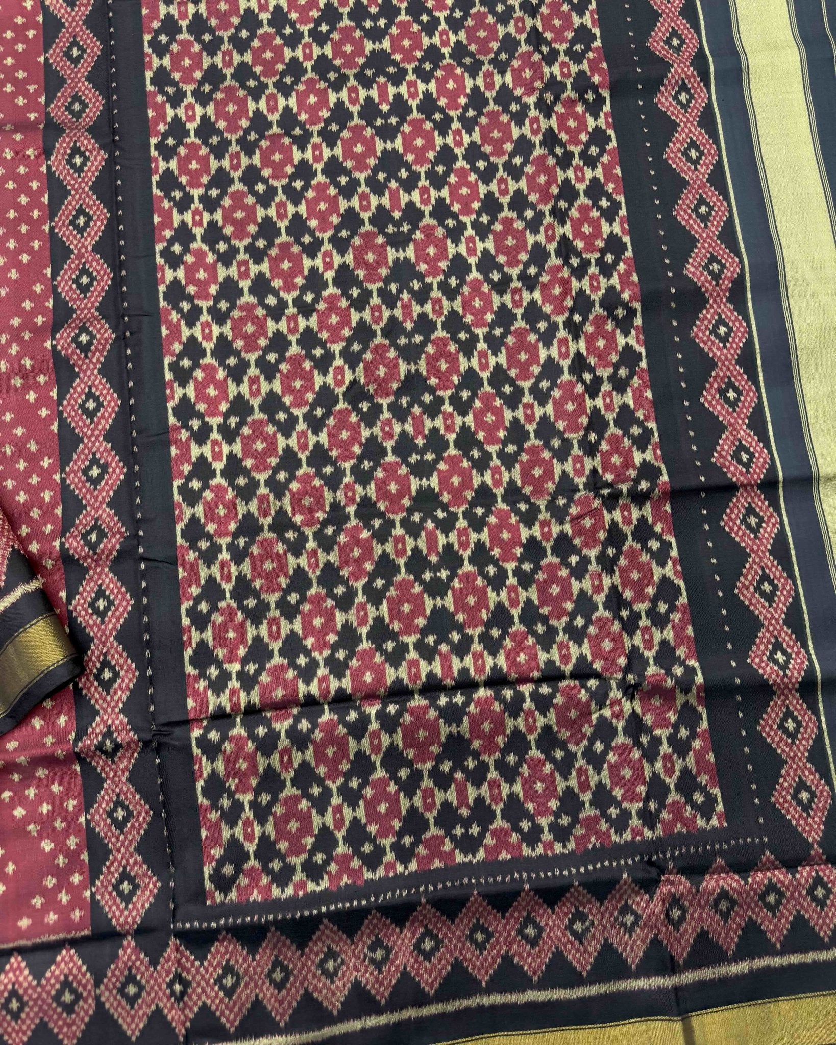 Black & Red Bandhej Design Patola Saree - SindhoiPatolaArt