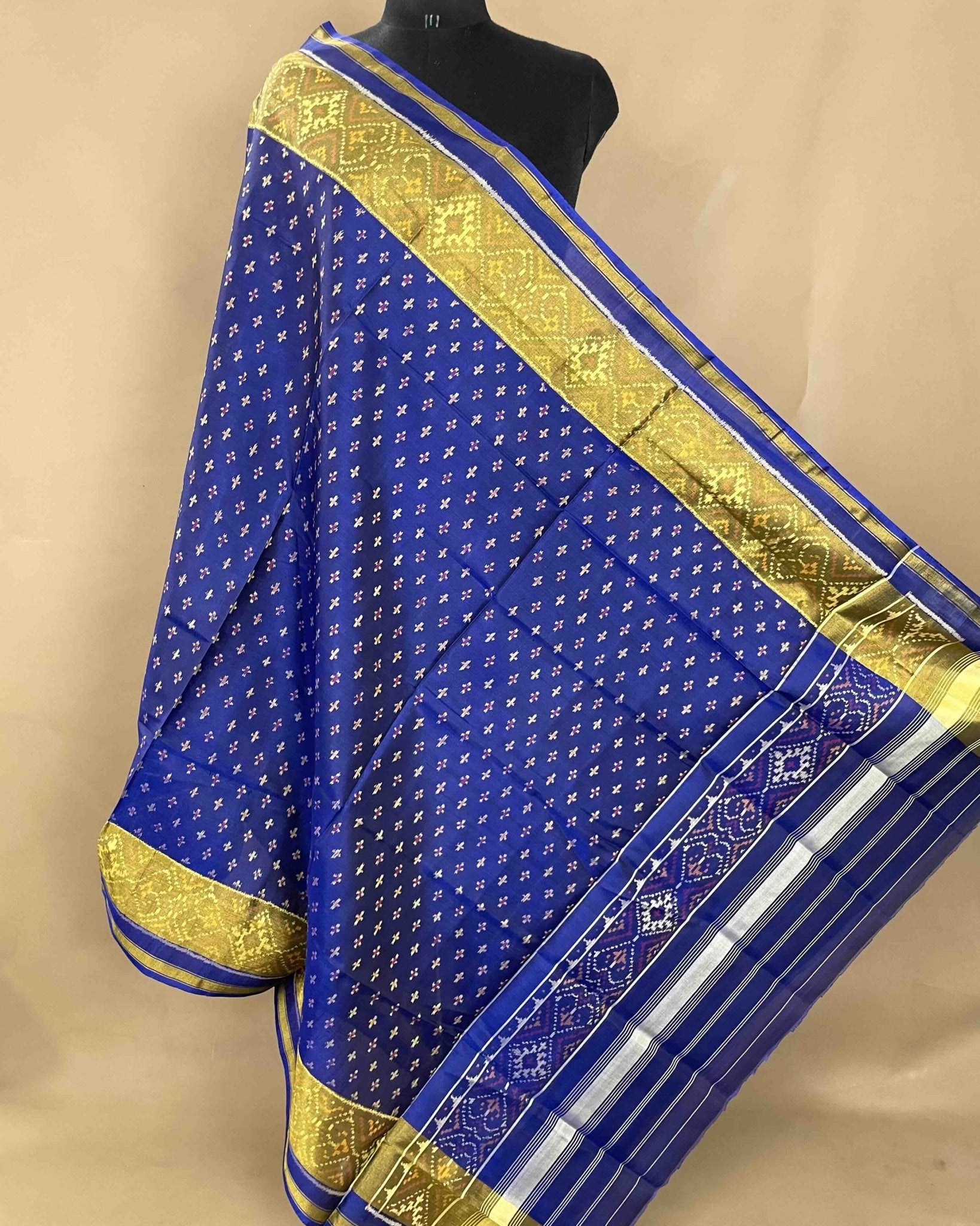 Blue Booty Designer Patola Dupatta - SindhoiPatolaArt