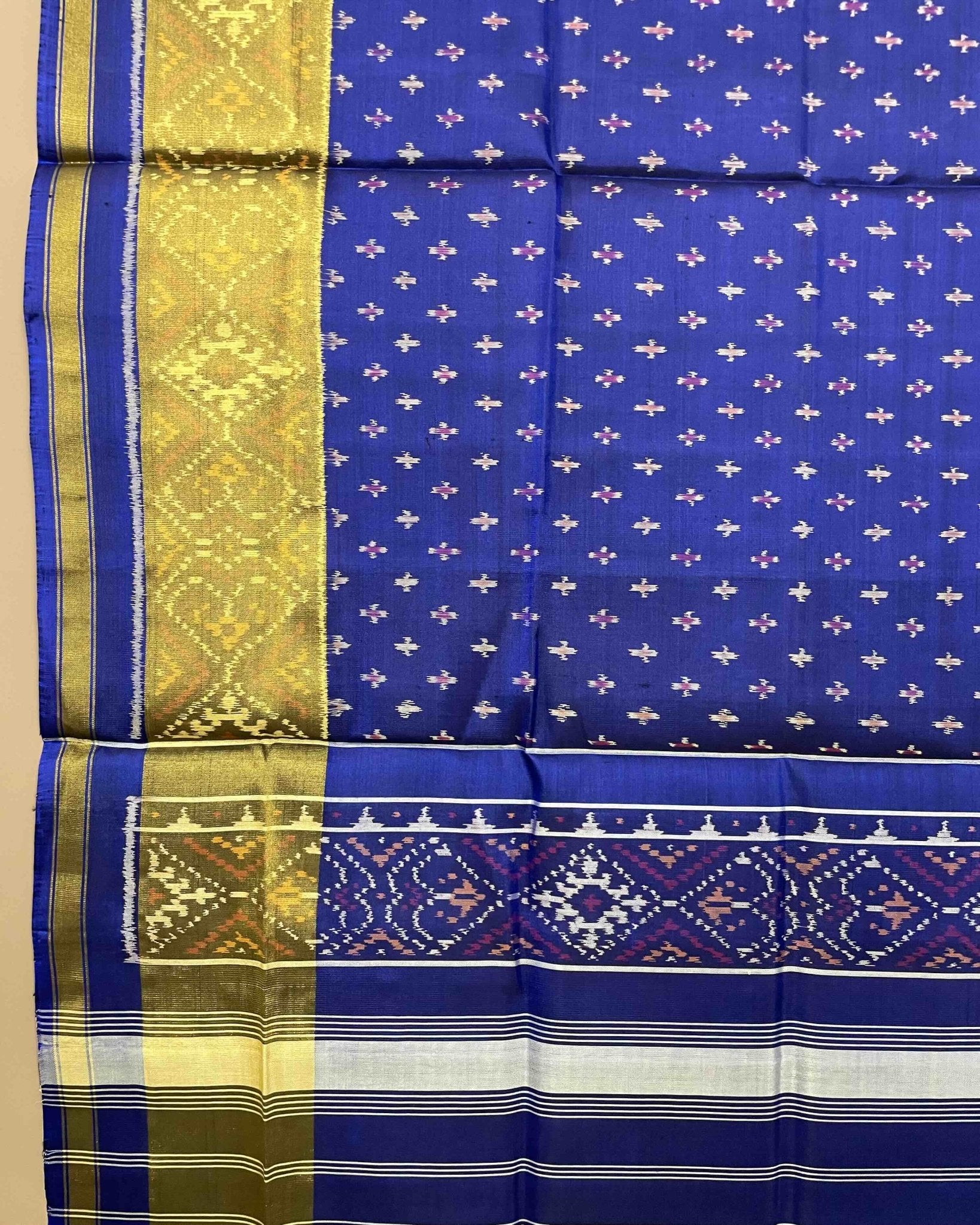 Blue Booty Designer Patola Dupatta - SindhoiPatolaArt