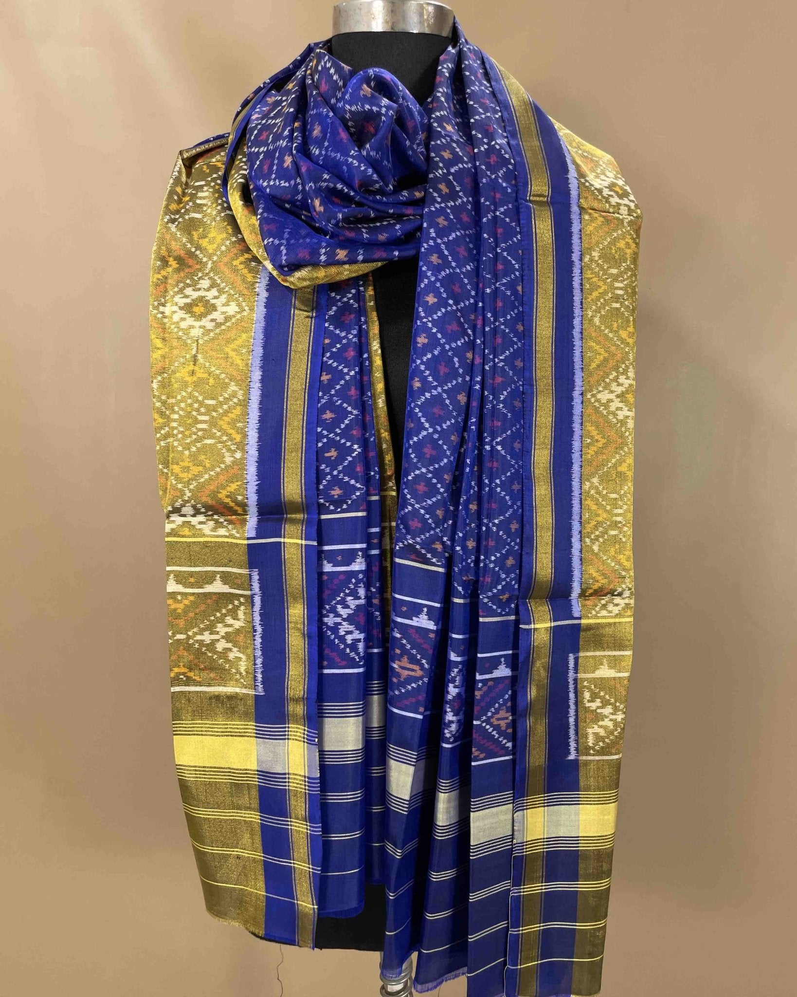 Blue Booty Designer Patola Dupatta - SindhoiPatolaArt