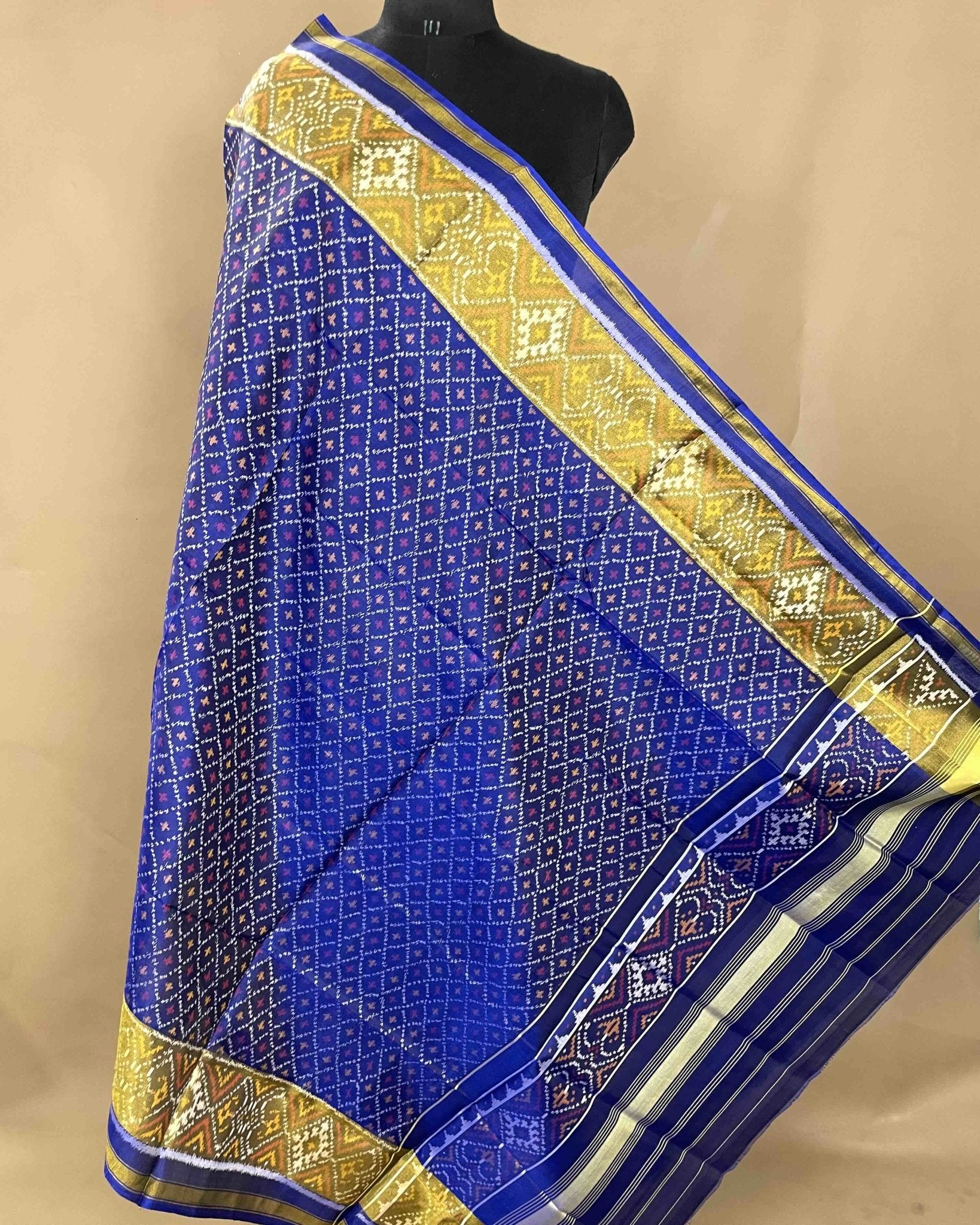 Blue Booty Designer Patola Dupatta - SindhoiPatolaArt