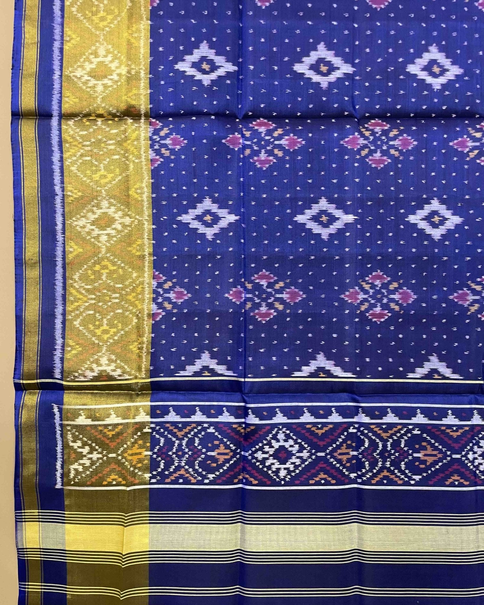 Blue Booty Panchanda Designer Patola Dupatta - SindhoiPatolaArt