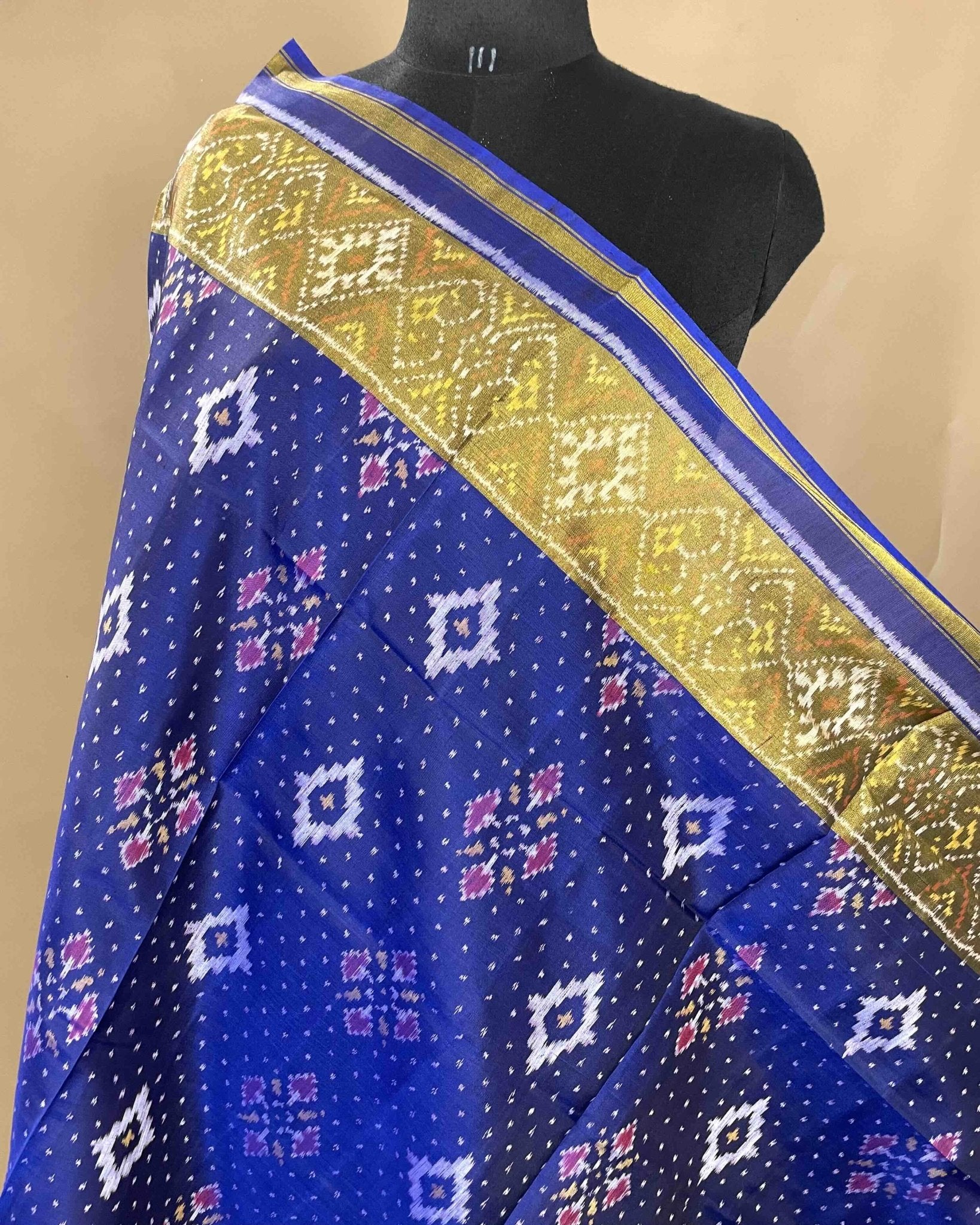 Blue Booty Panchanda Designer Patola Dupatta - SindhoiPatolaArt