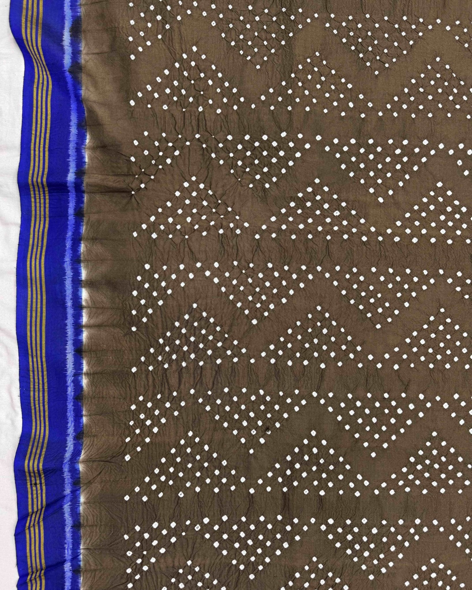 Blue & Brown Bandhani Patola Dupatta - SindhoiPatolaArt