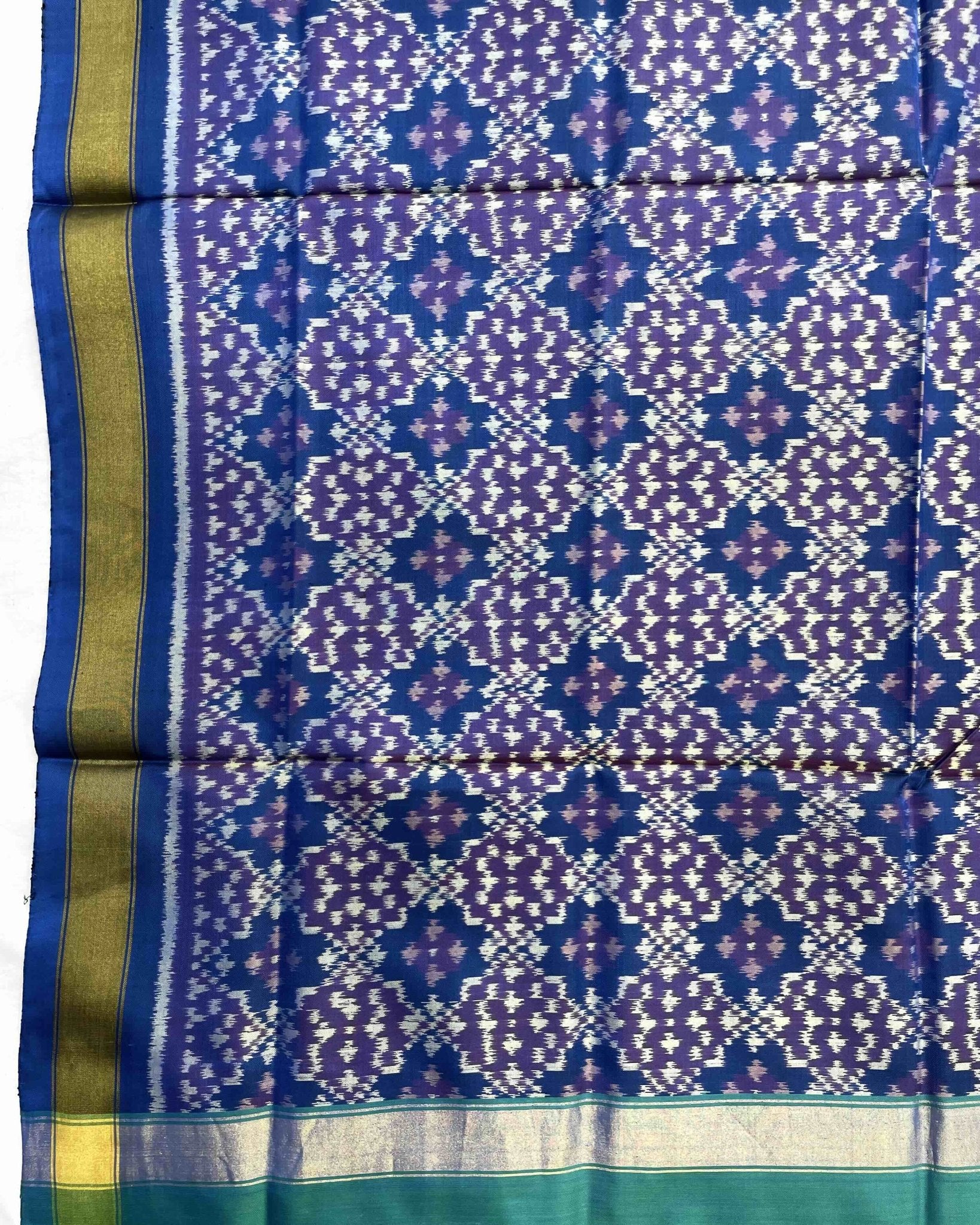 Blue Buttonful Design Patola Dupatta - SindhoiPatolaArt