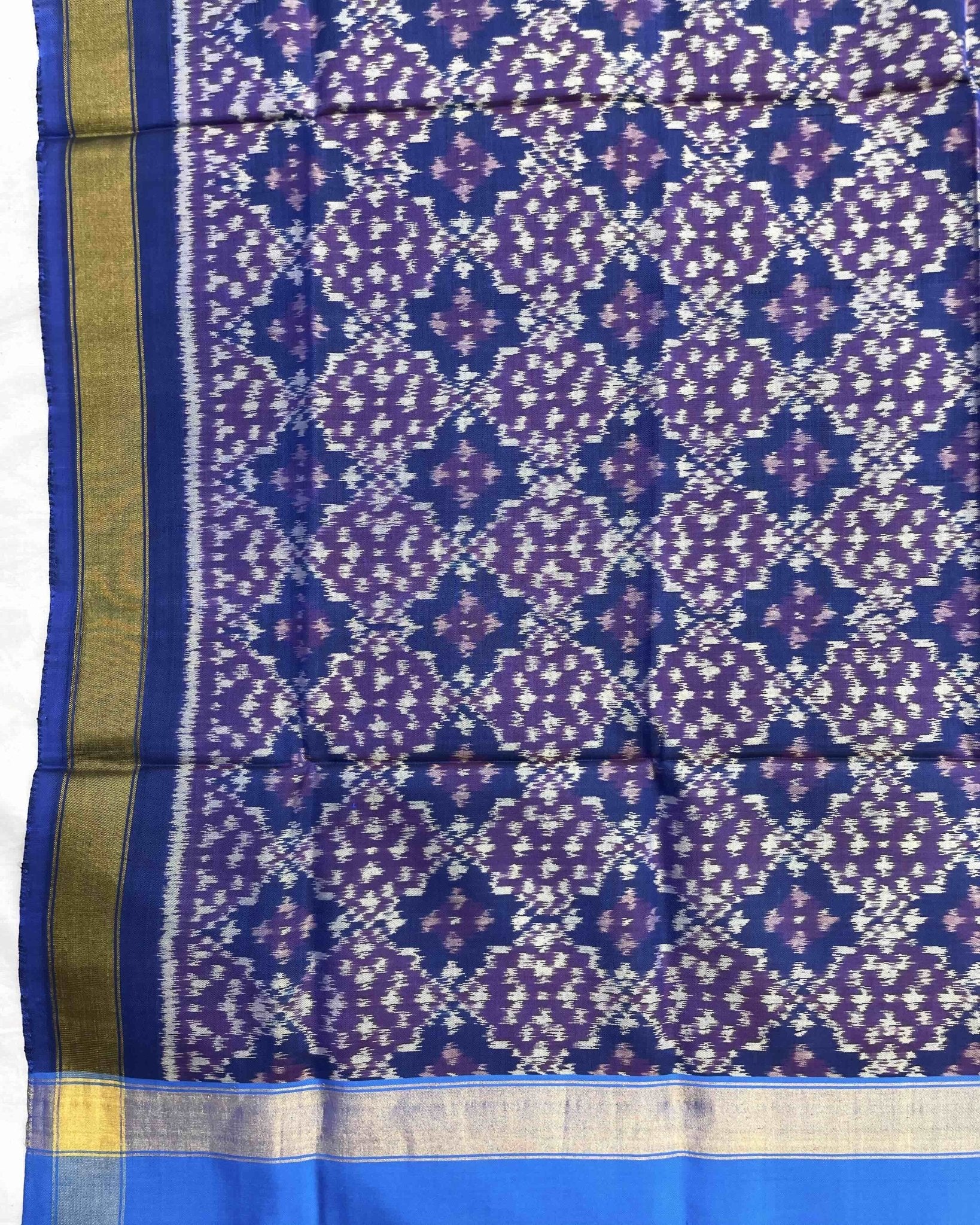 Blue Buttonful Design Patola Dupatta - SindhoiPatolaArt