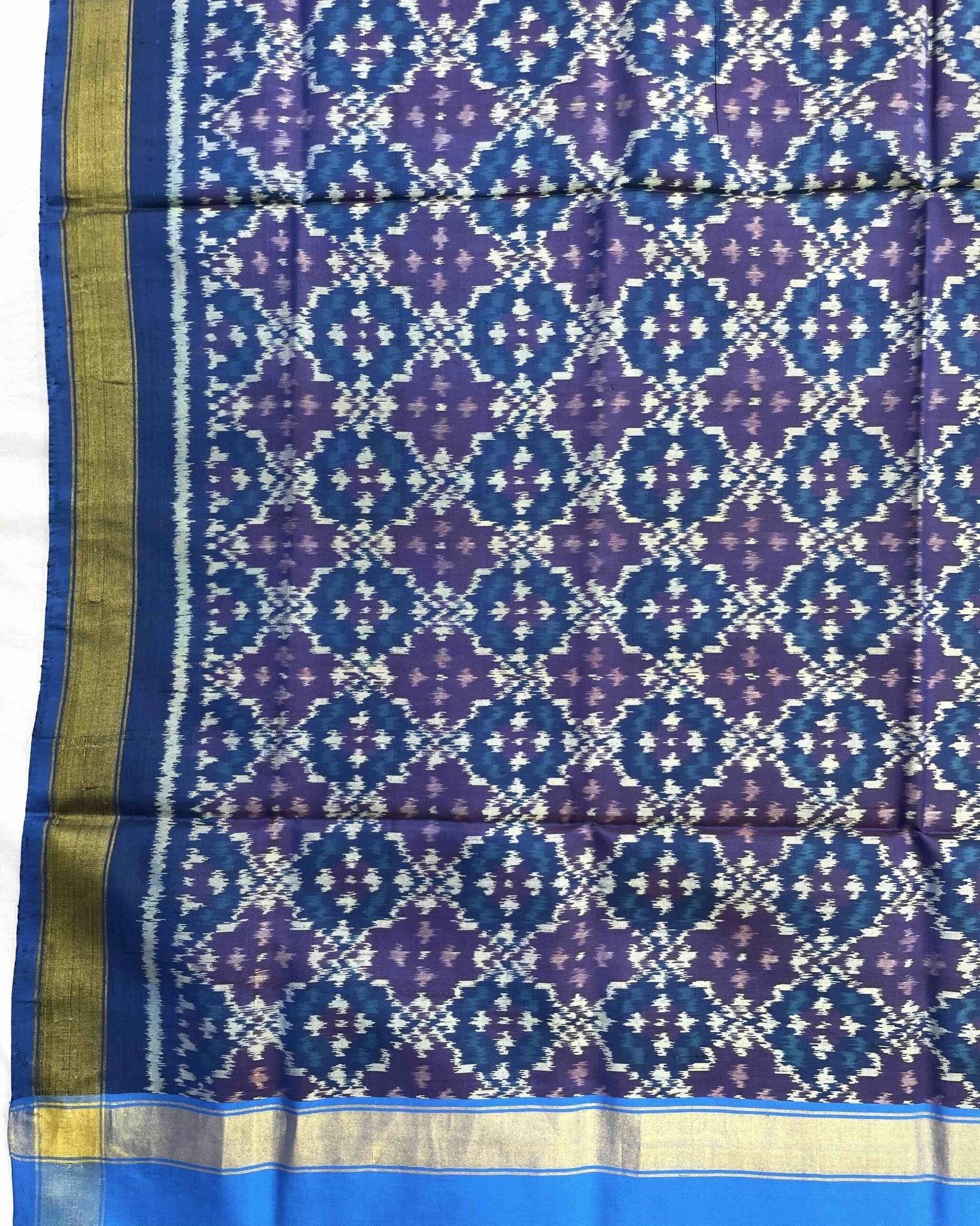 Blue Buttonful Design Patola Dupatta - SindhoiPatolaArt