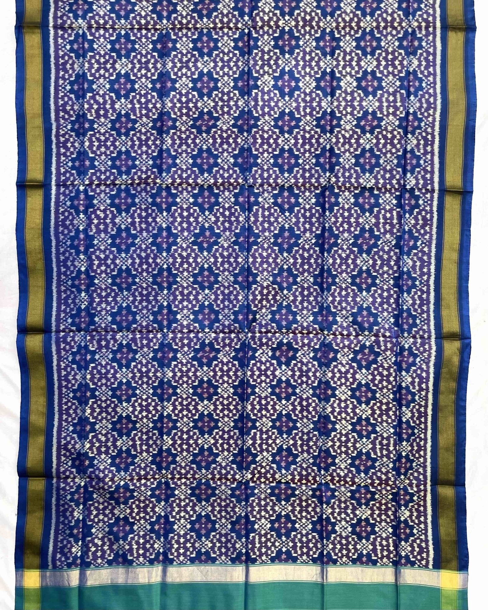 Blue Buttonful Design Patola Dupatta - SindhoiPatolaArt