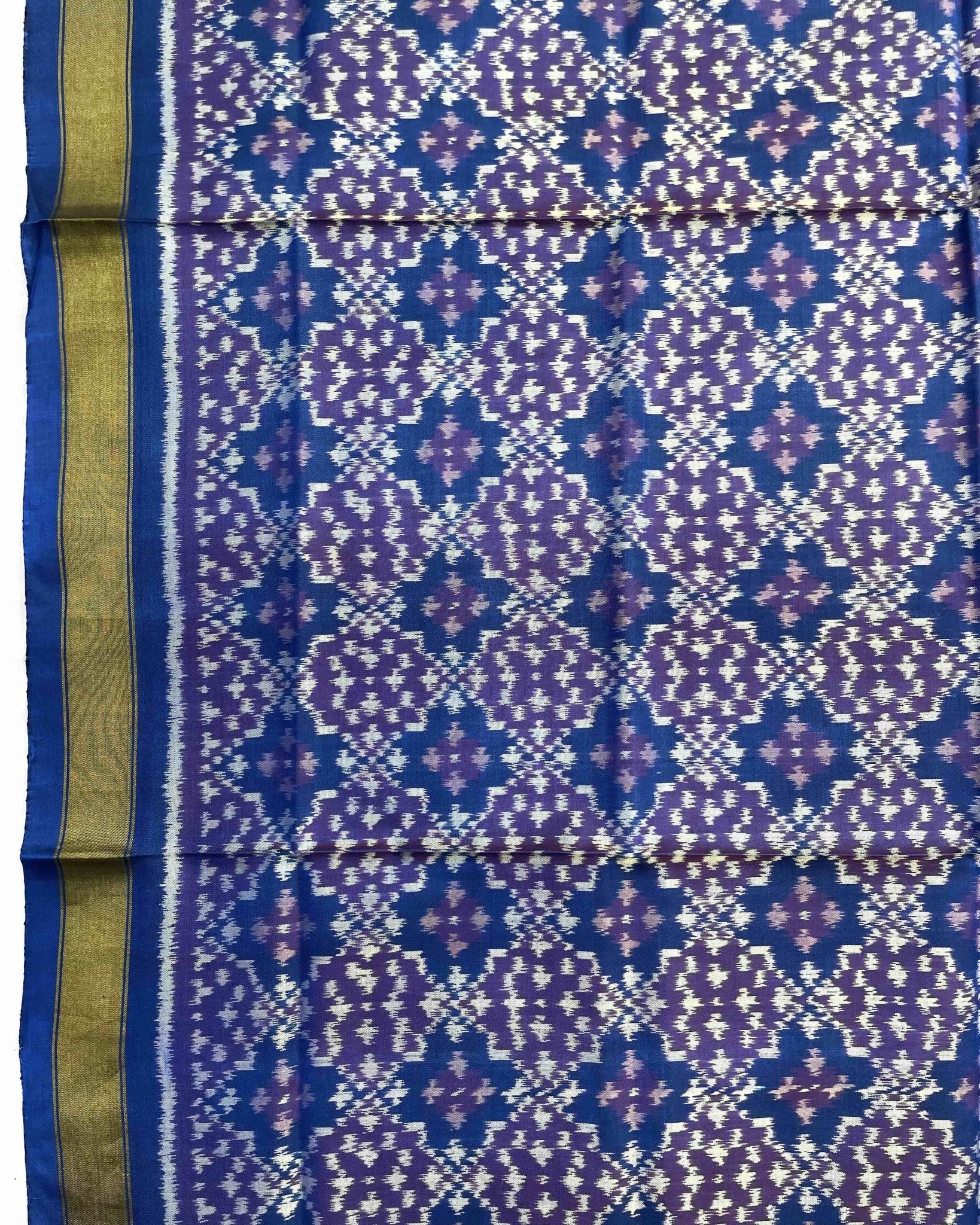 Blue Buttonful Design Patola Dupatta - SindhoiPatolaArt