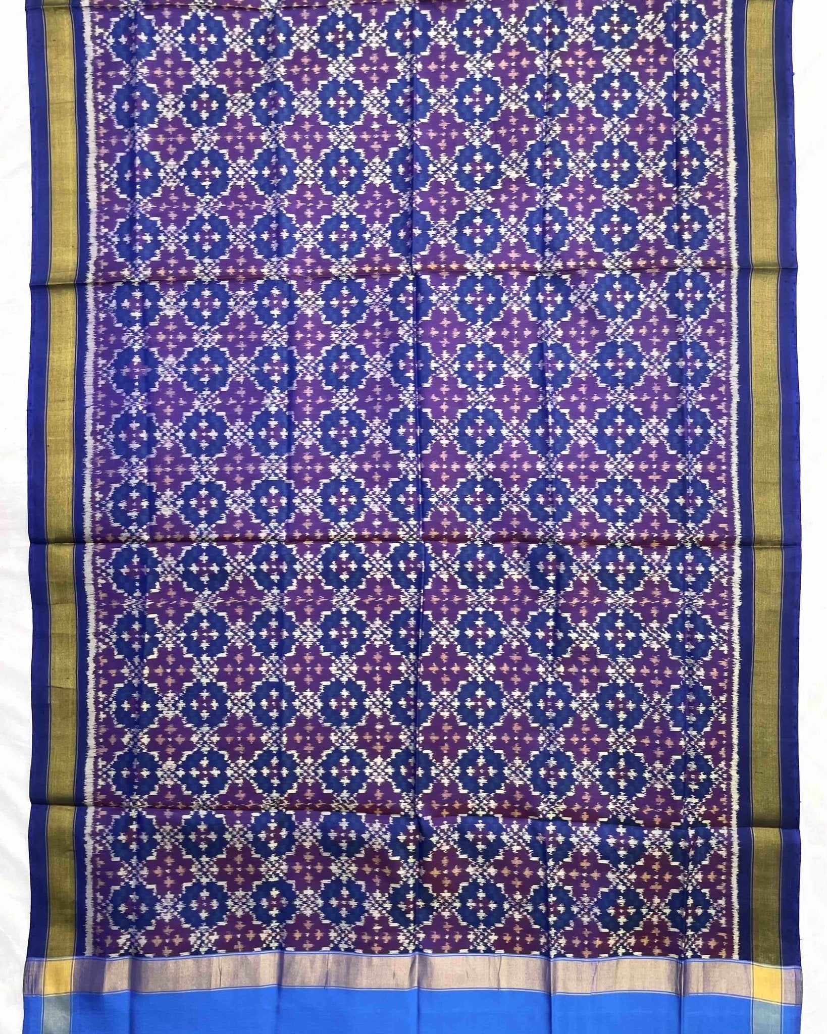 Blue Buttonful Design Patola Dupatta - SindhoiPatolaArt