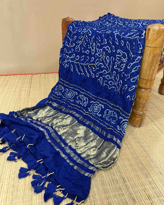 Blue Gaji Bandhani Dupatta - SindhoiPatolaArt