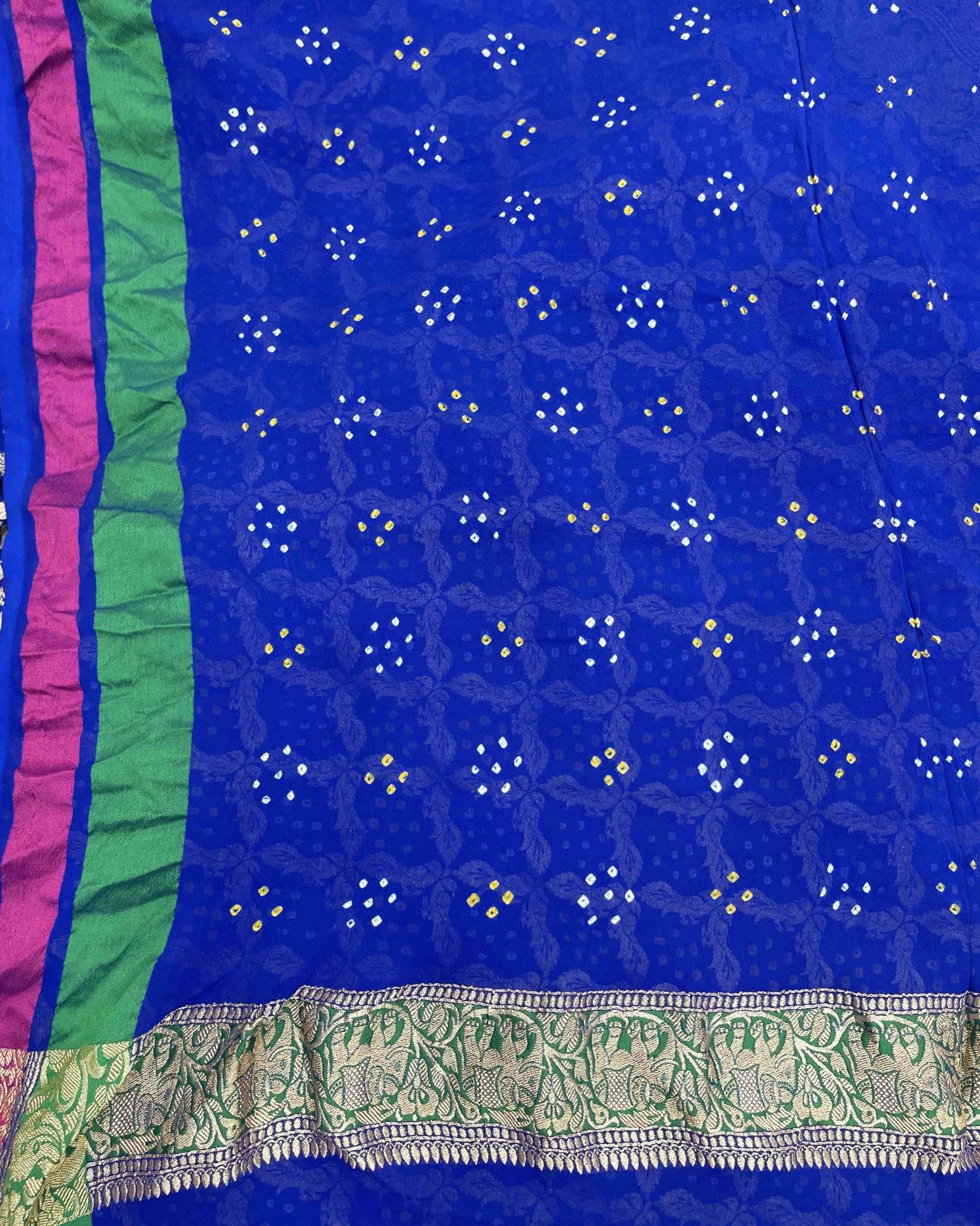Blue Janglow Georgette Bandhani Saree - SindhoiPatolaArt