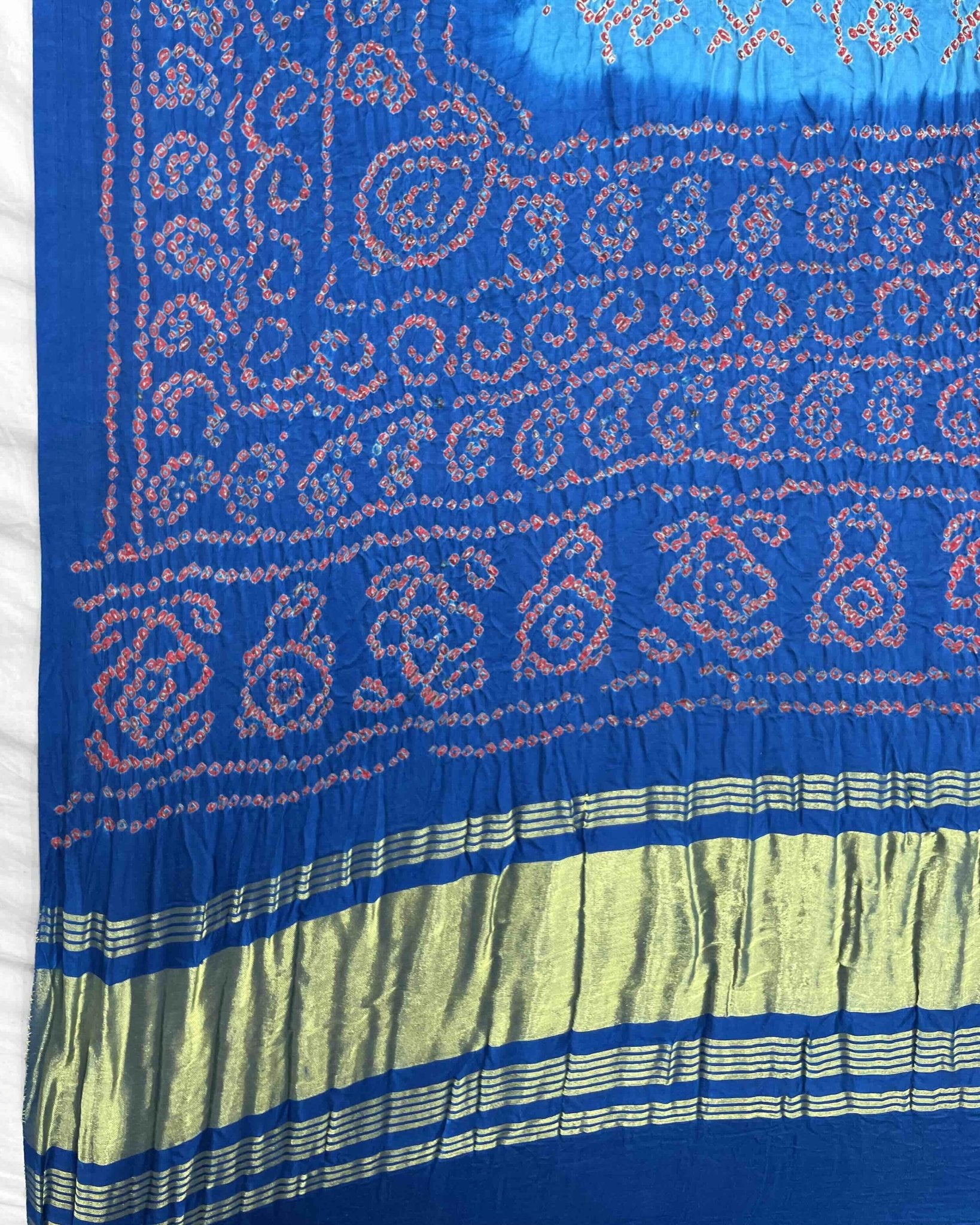 Blue & Light Blue Gajji Bandhani Dupatta - SindhoiPatolaArt