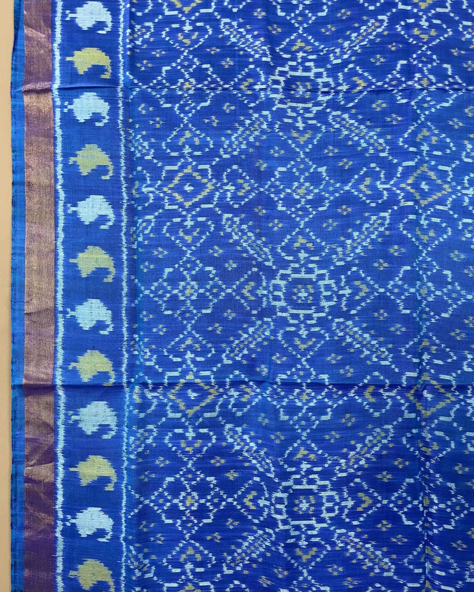 Blue Manekchowk Patola Dupatta - SindhoiPatolaArt