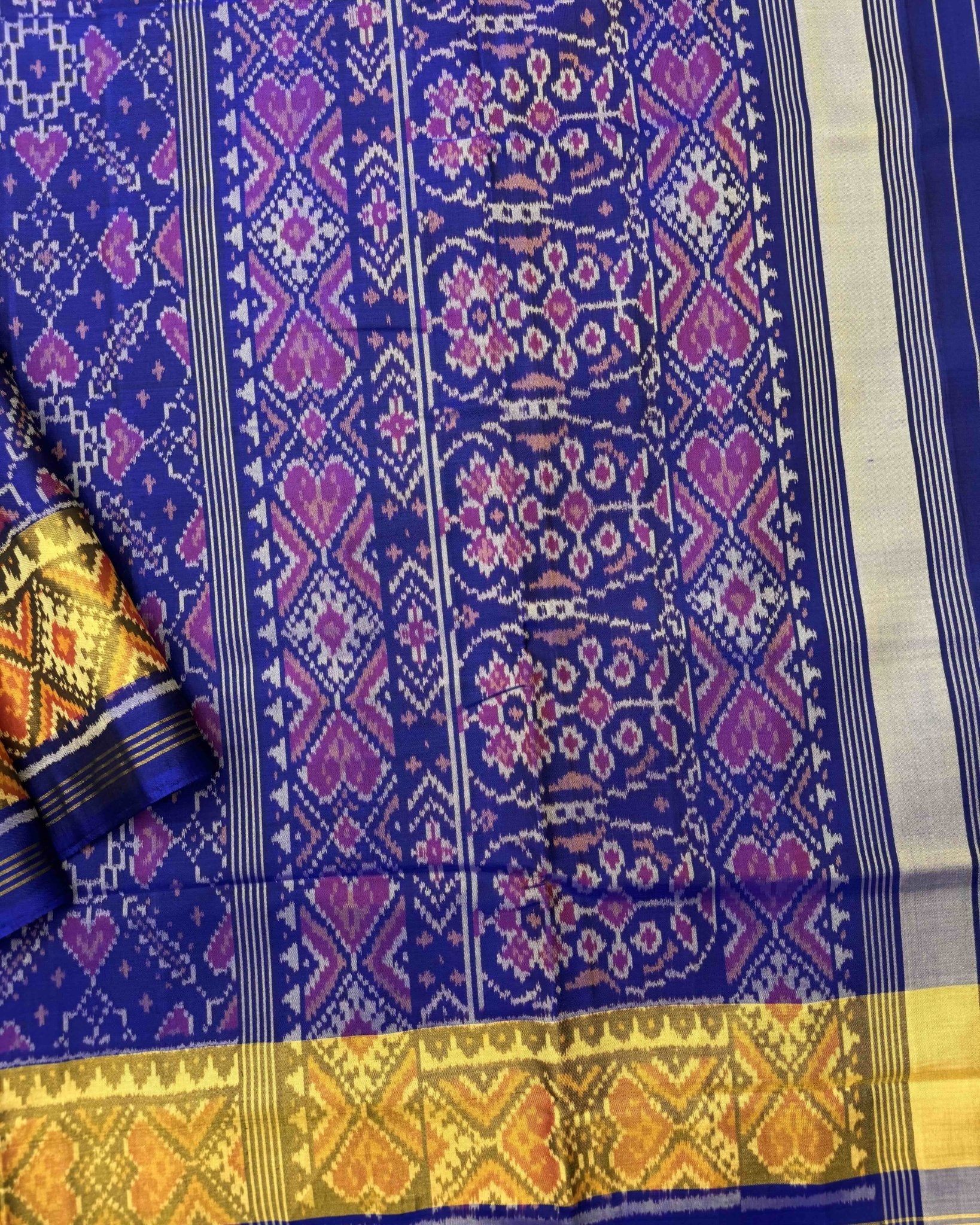 Blue Manekchowk Patola Saree - SindhoiPatolaArt