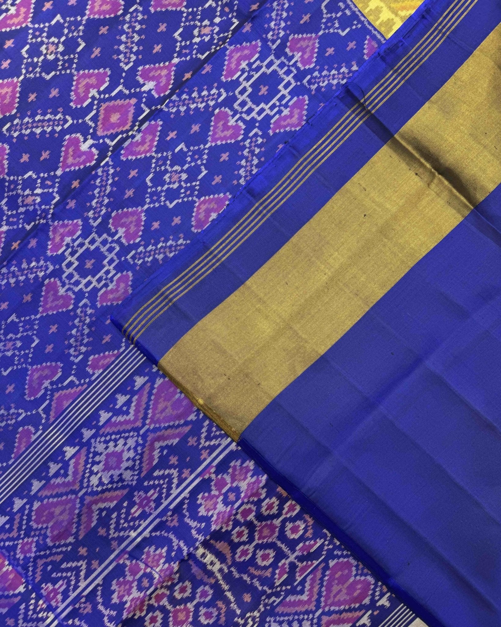 Blue Manekchowk Patola Saree - SindhoiPatolaArt