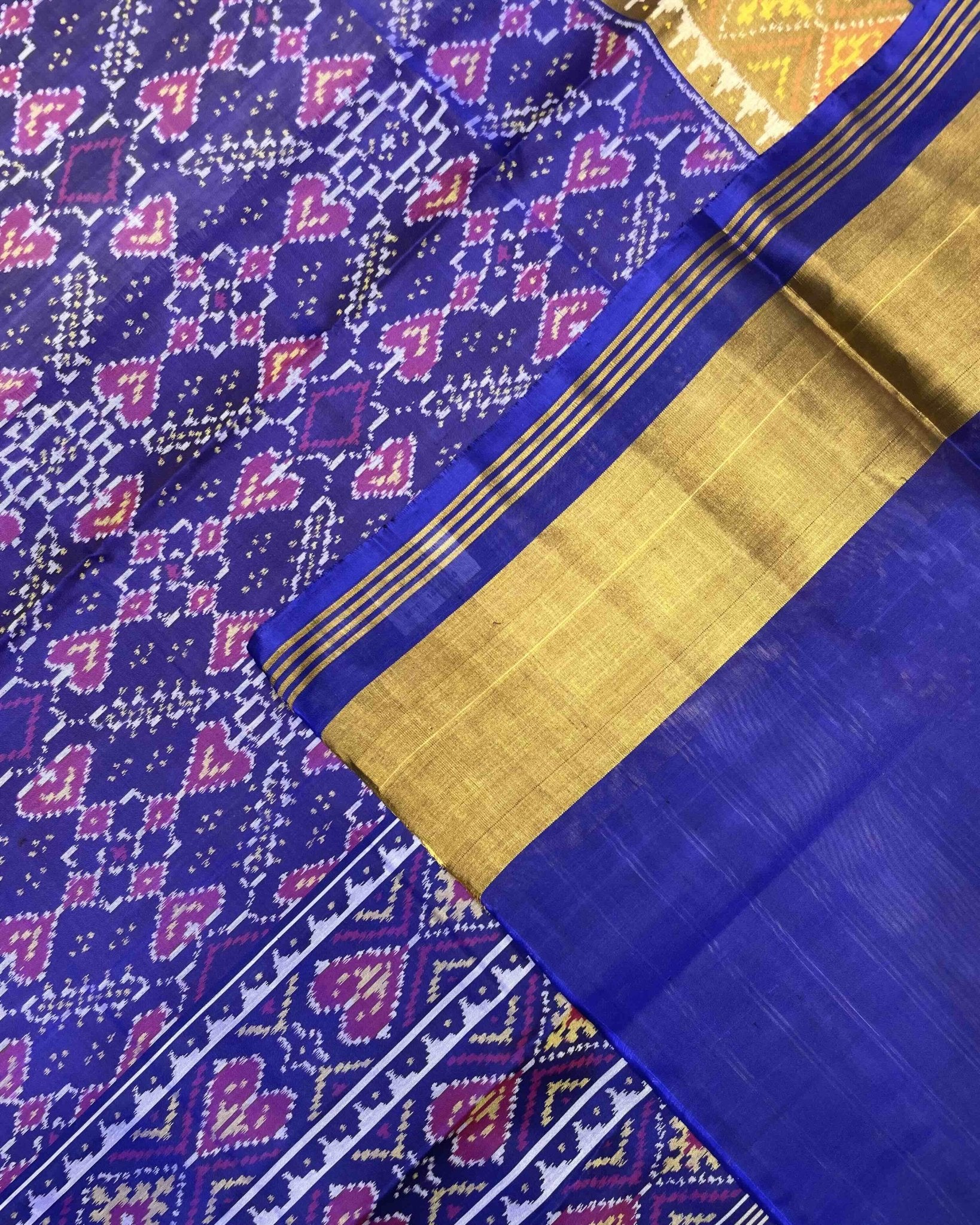 Blue Manekchowk Patola Saree - SindhoiPatolaArt