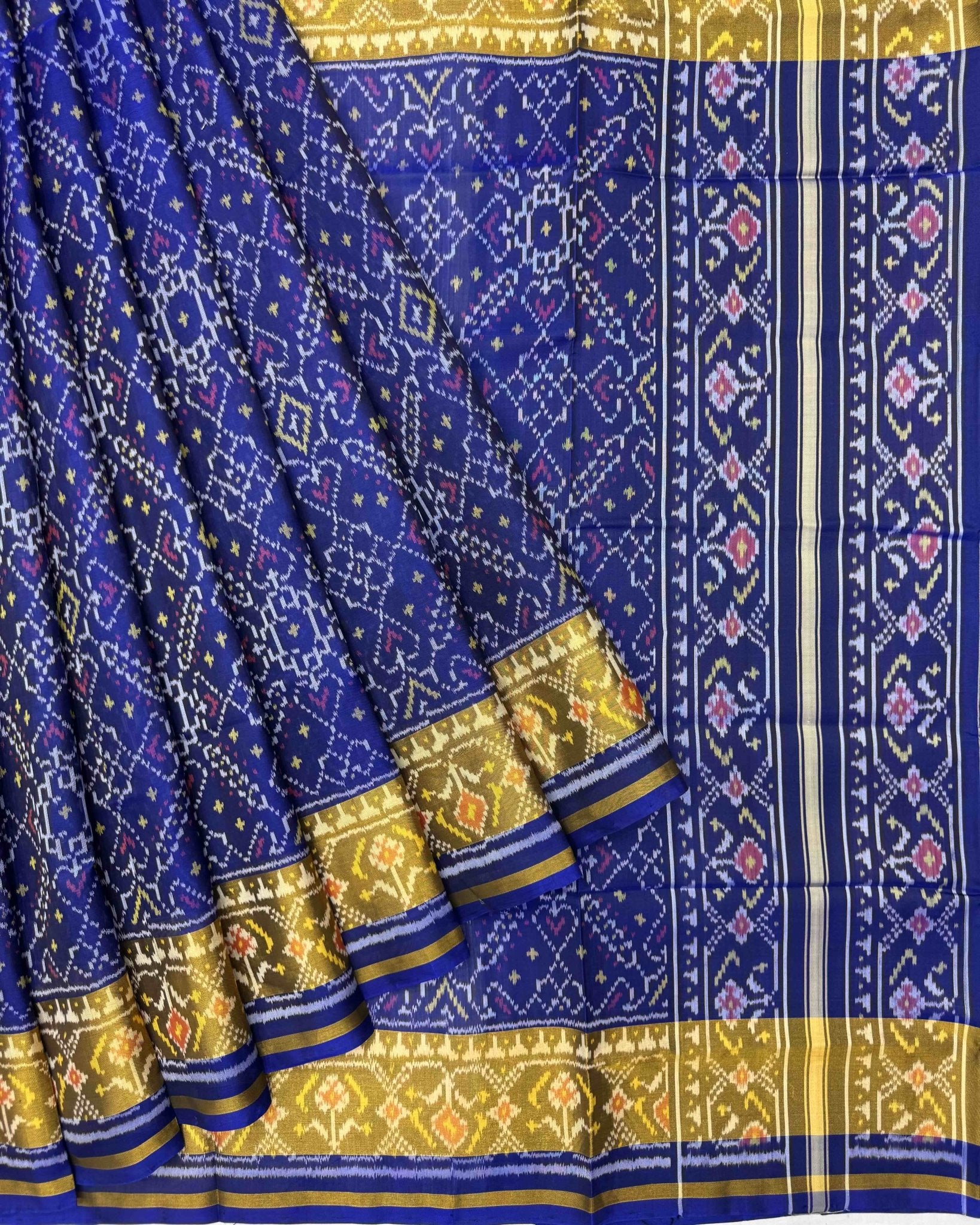 Blue Manekchowk Patola Saree - SindhoiPatolaArt