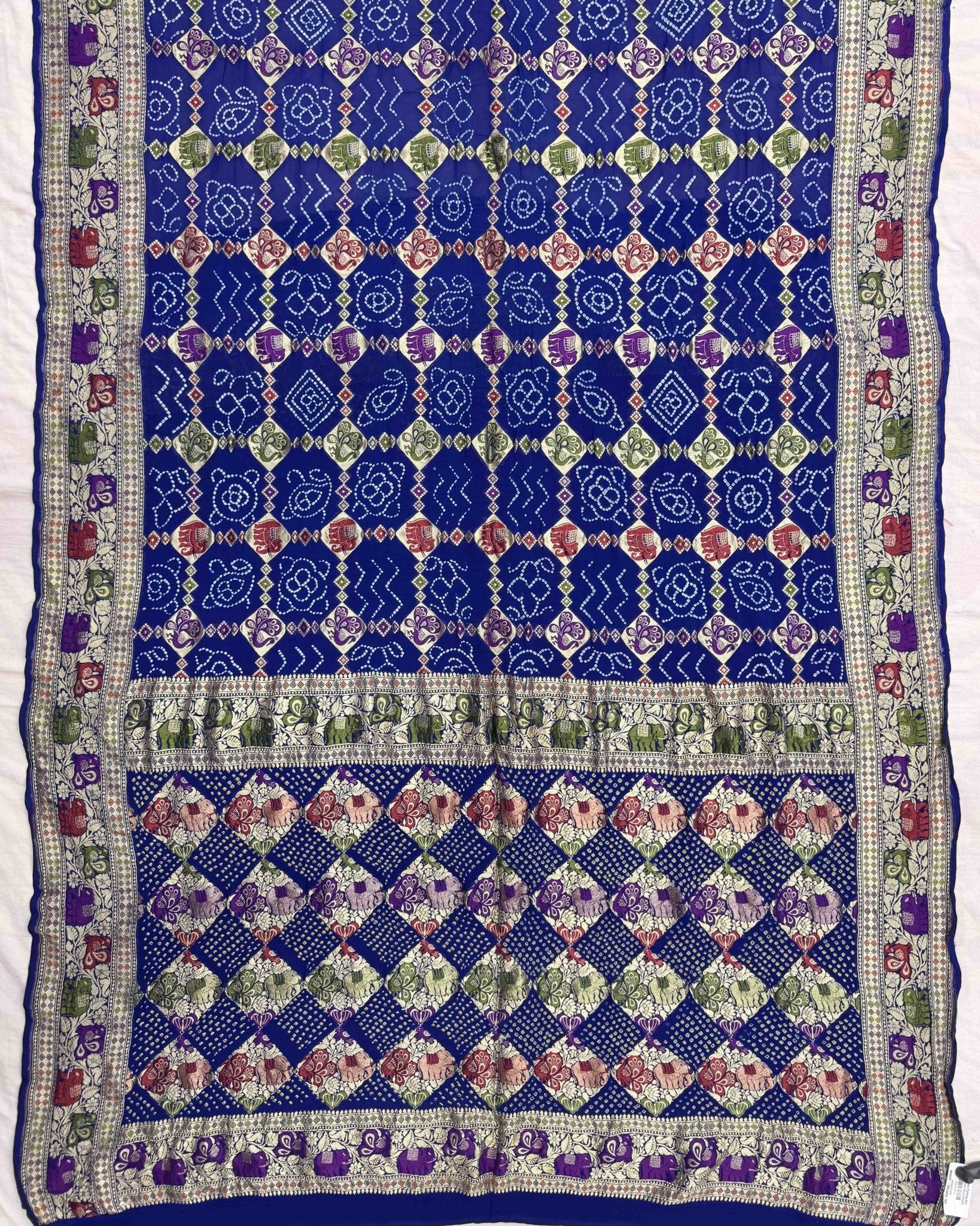 Blue Meenakari Banarasi Bandhani Saree - SindhoiPatolaArt