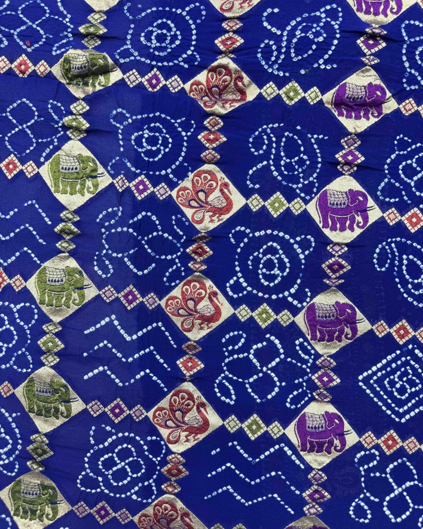 Blue Meenakari Banarasi Bandhani Saree - SindhoiPatolaArt