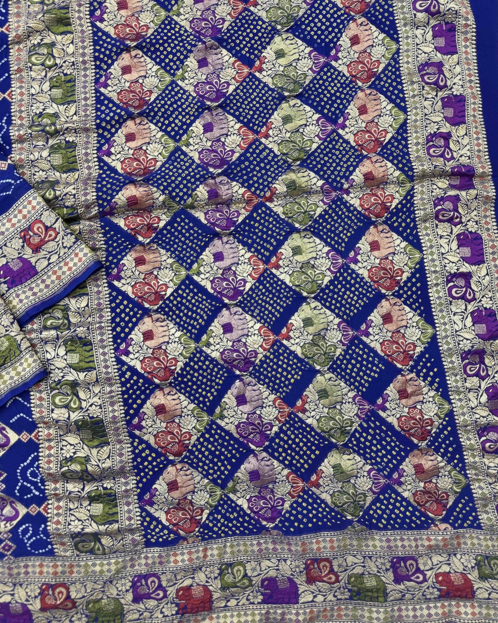 Blue Meenakari Banarasi Bandhani Saree - SindhoiPatolaArt
