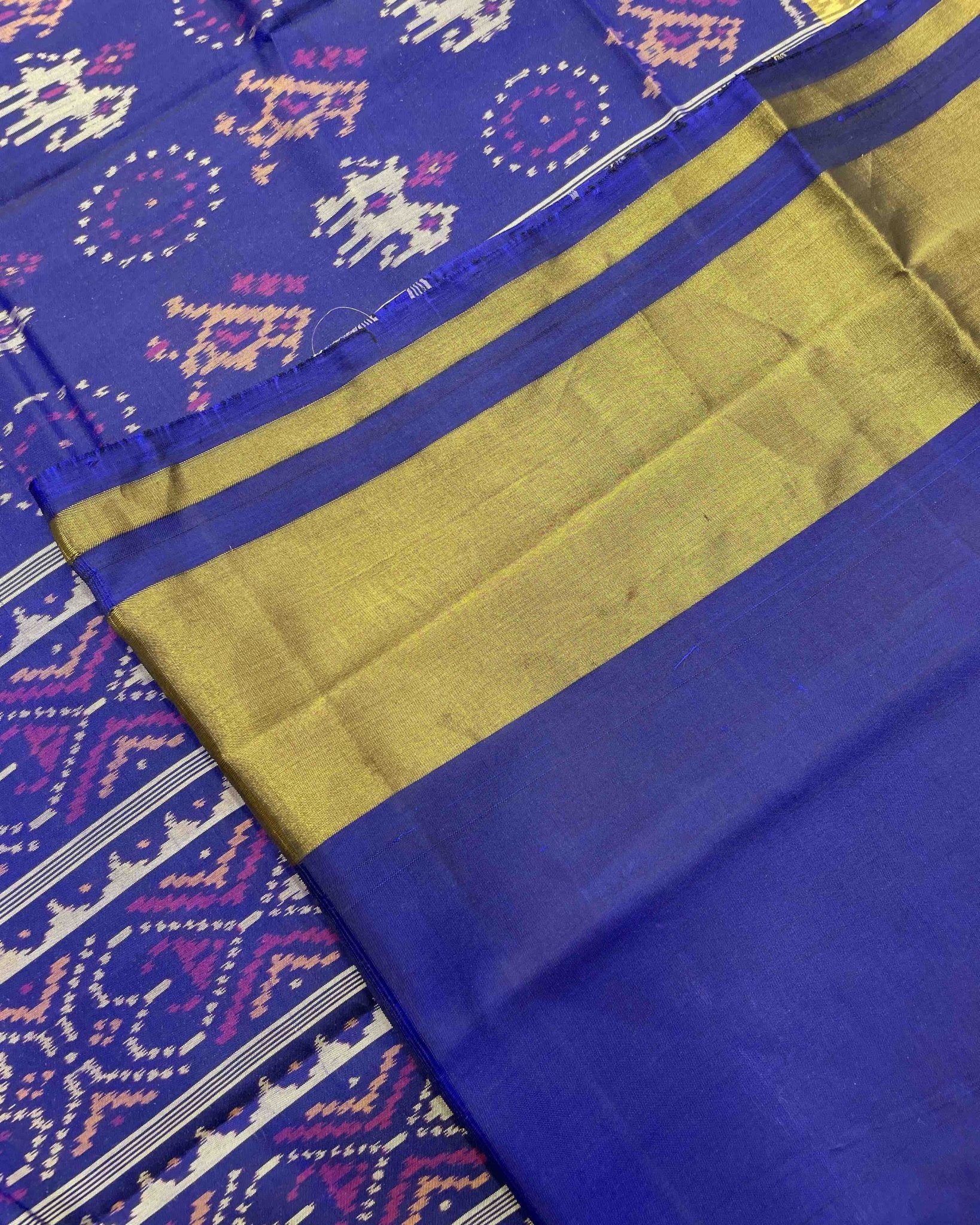 Blue Narikunj Circle Designer Patola Saree - SindhoiPatolaArt