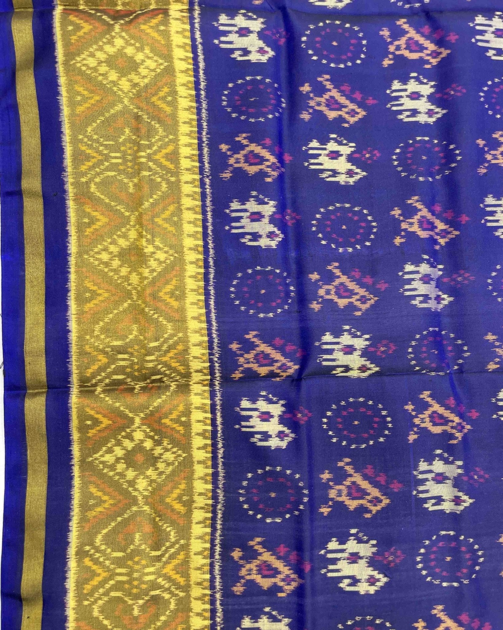 Blue Narikunj Circle Designer Patola Saree - SindhoiPatolaArt