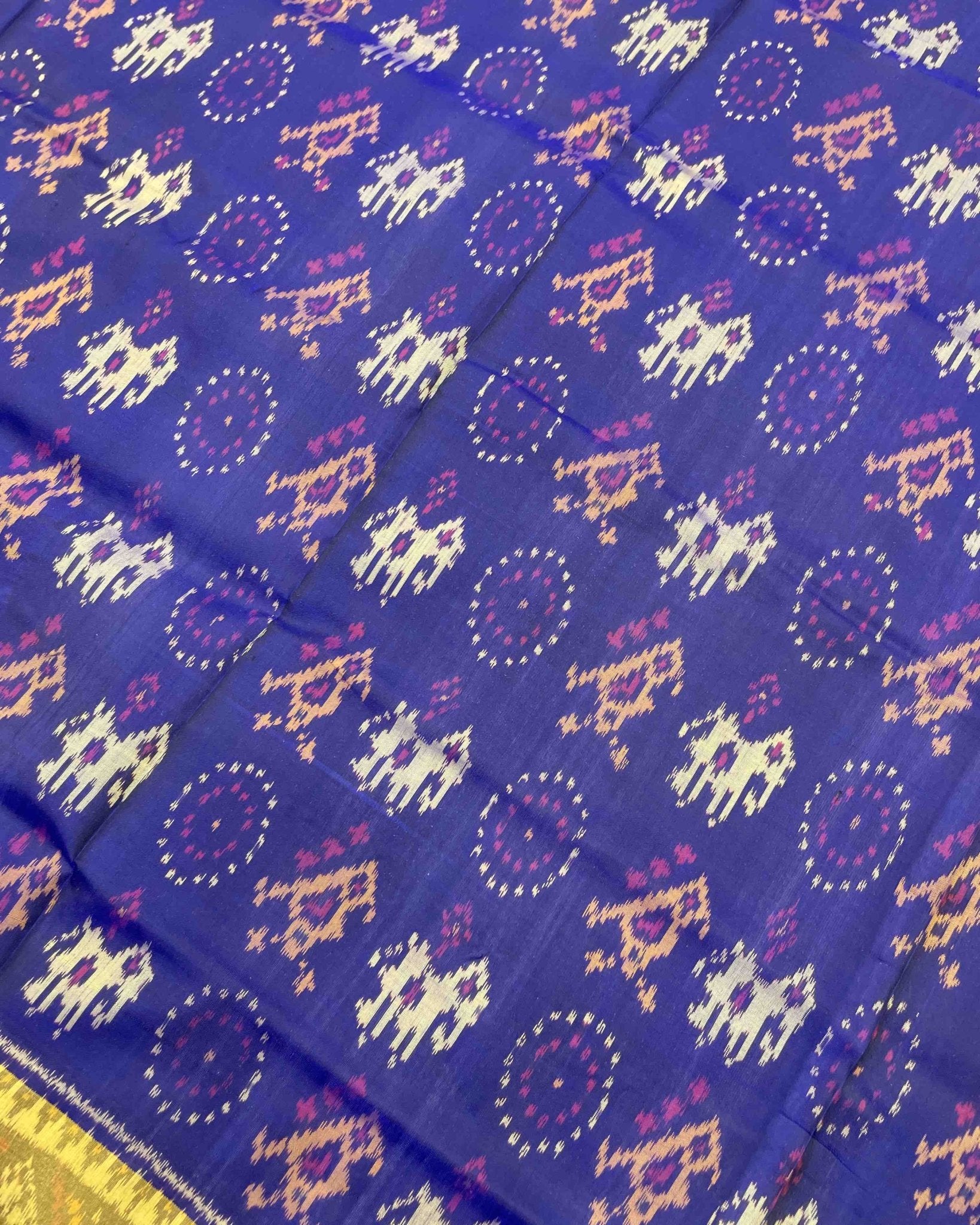 Blue Narikunj Circle Designer Patola Saree - SindhoiPatolaArt