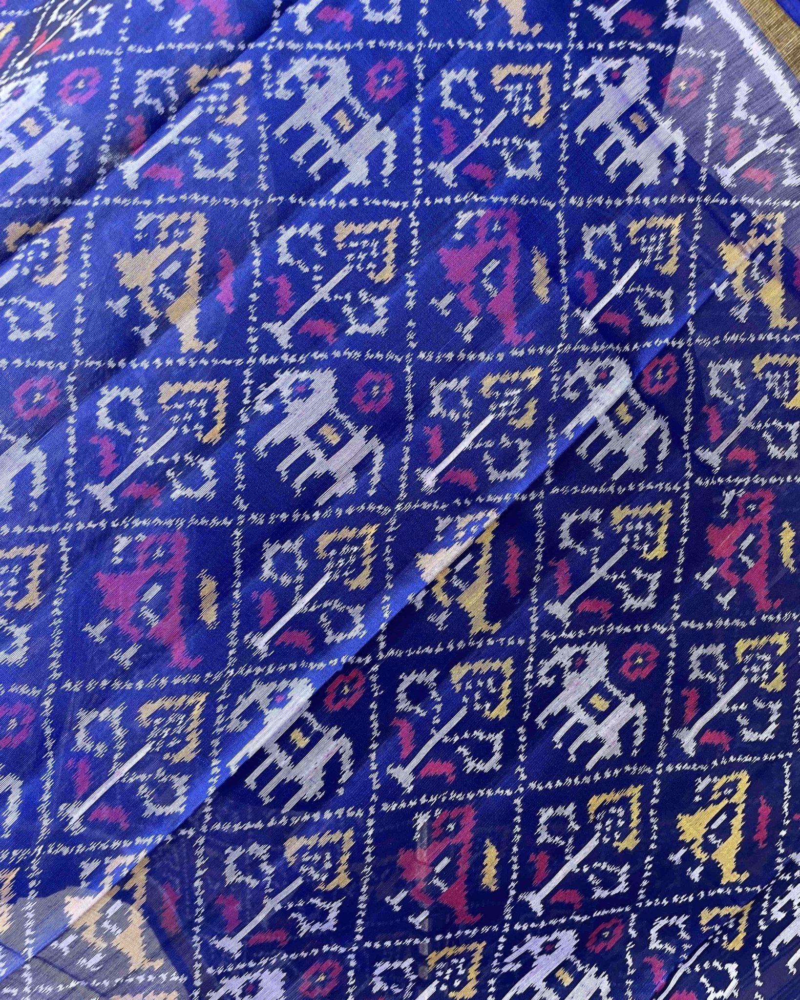 Blue Narikunj Designer Patola Dupatta - SindhoiPatolaArt