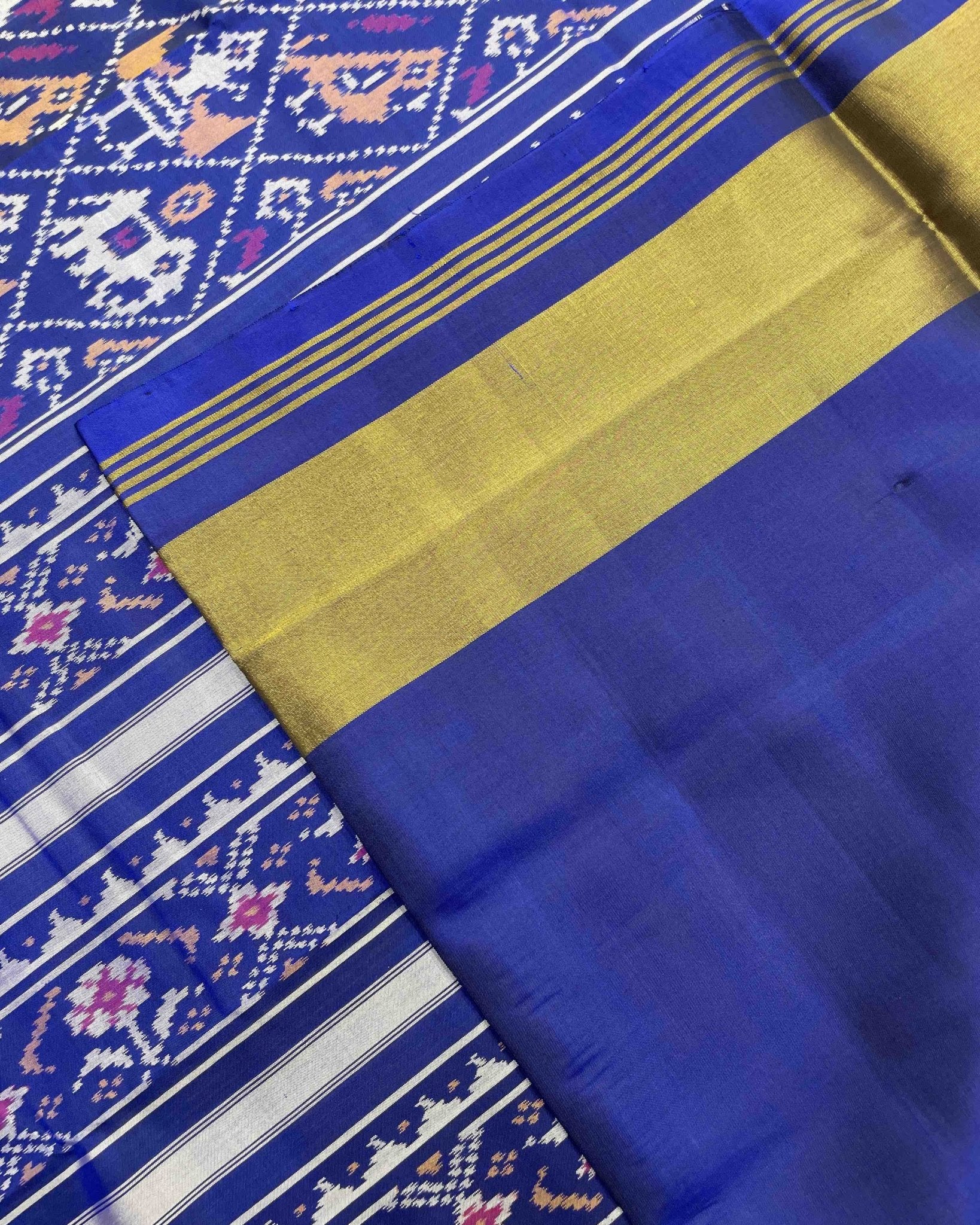Blue Narikunj Designer Patola Saree - SindhoiPatolaArt