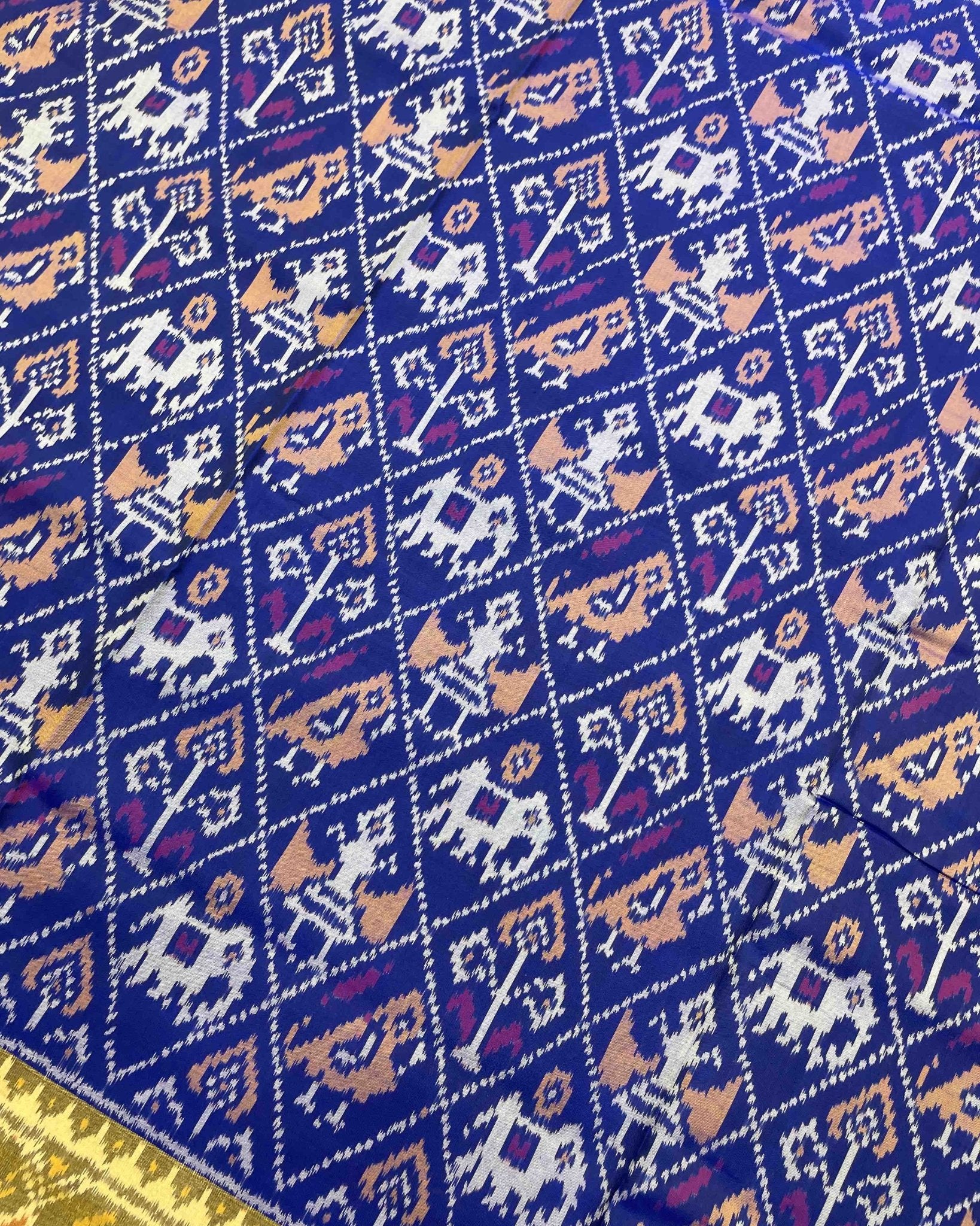 Blue Narikunj Designer Patola Saree - SindhoiPatolaArt