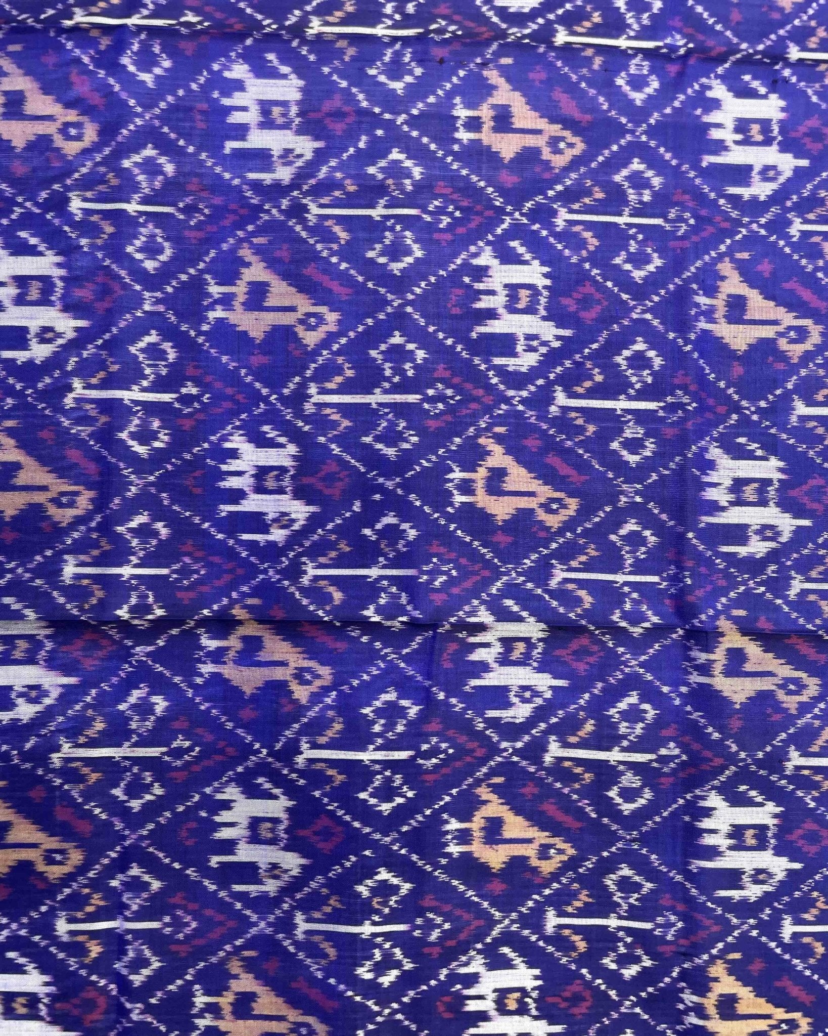 Blue Narikunj Patola Dupatta - SindhoiPatolaArt