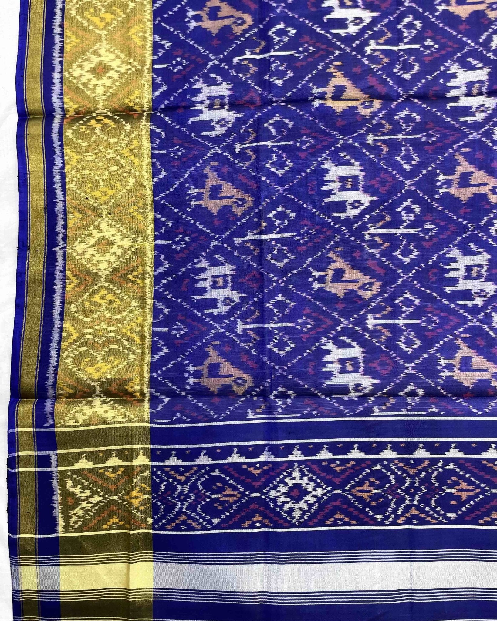 Blue Narikunj Patola Dupatta - SindhoiPatolaArt