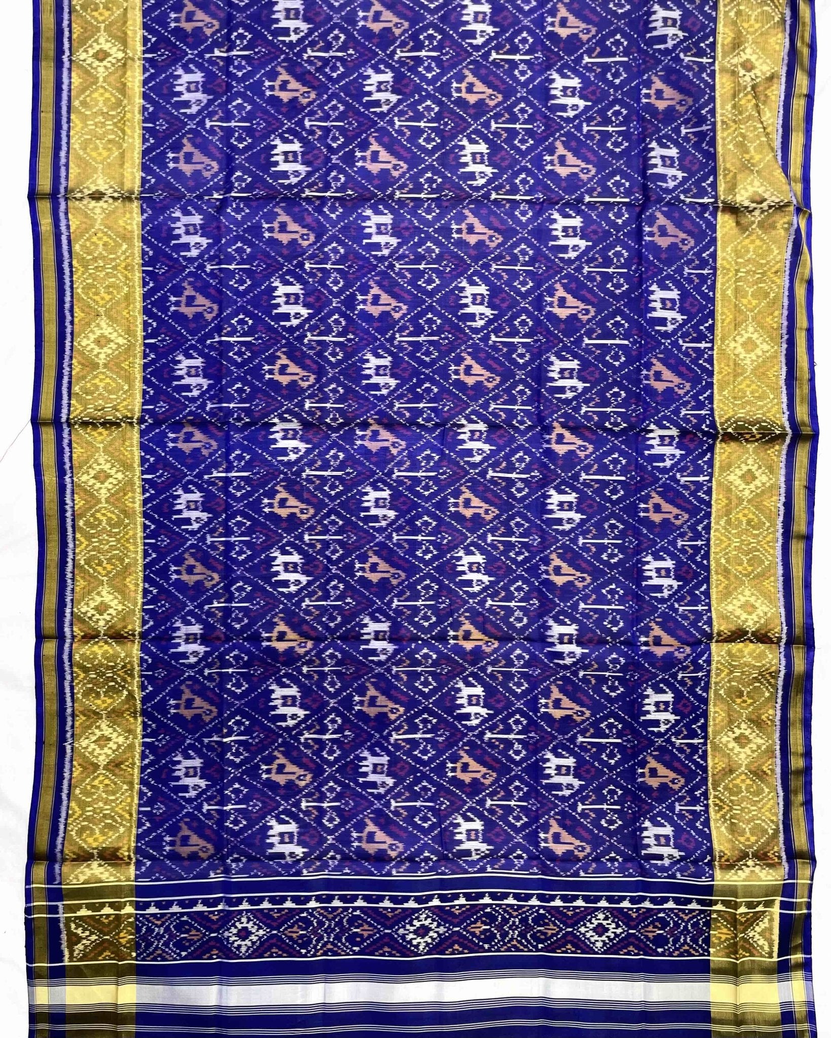 Blue Narikunj Patola Dupatta - SindhoiPatolaArt