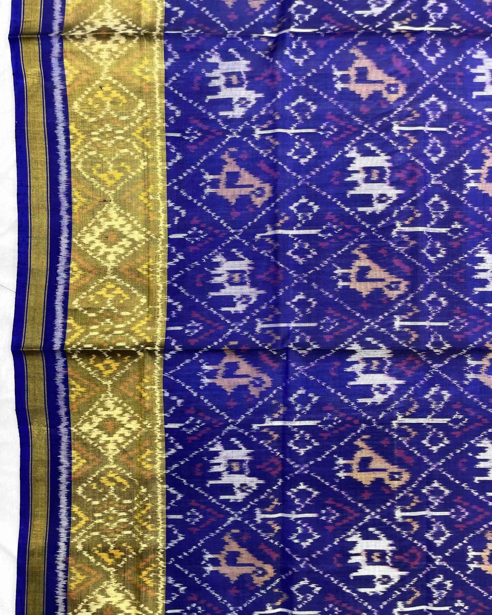 Blue Narikunj Patola Dupatta - SindhoiPatolaArt