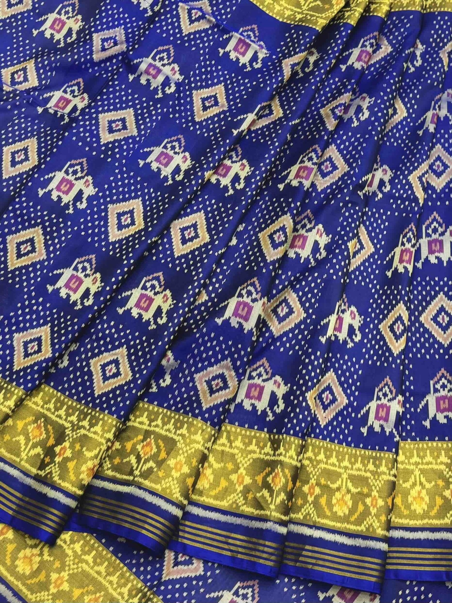 Blue Narikunj Patola Saree - SindhoiPatolaArt