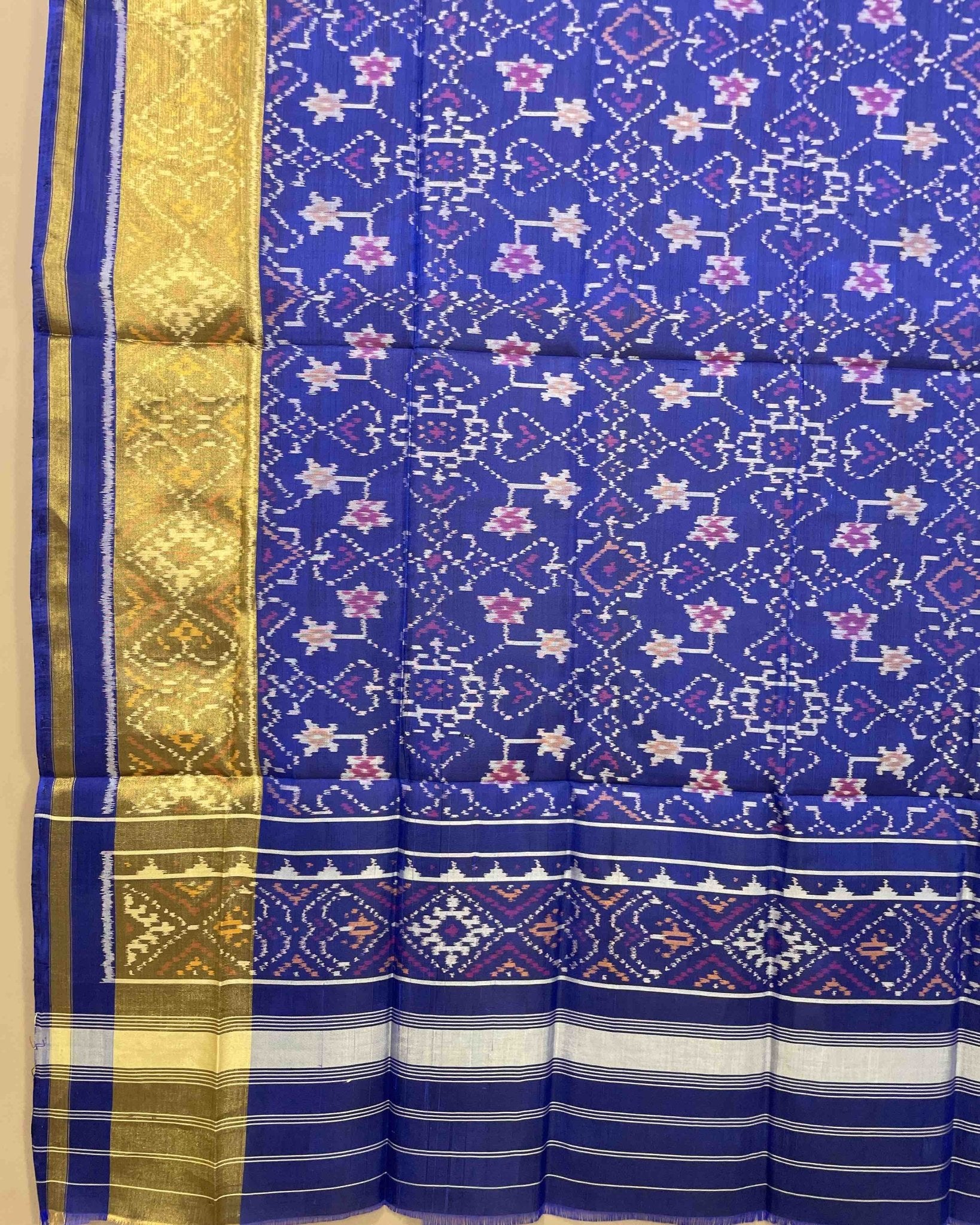 Blue Navratan Designer Patola Dupatta - SindhoiPatolaArt