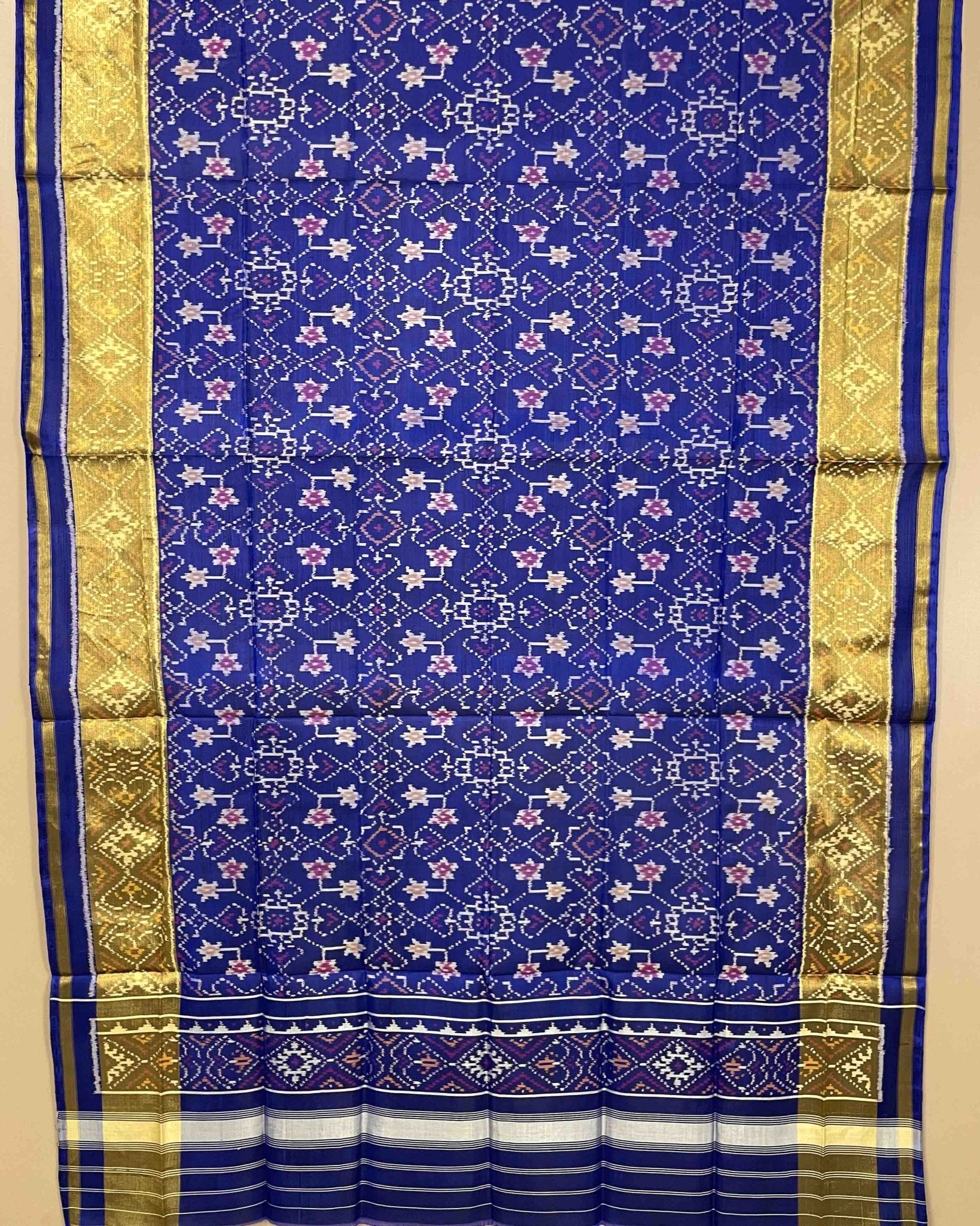 Blue Navratan Designer Patola Dupatta - SindhoiPatolaArt
