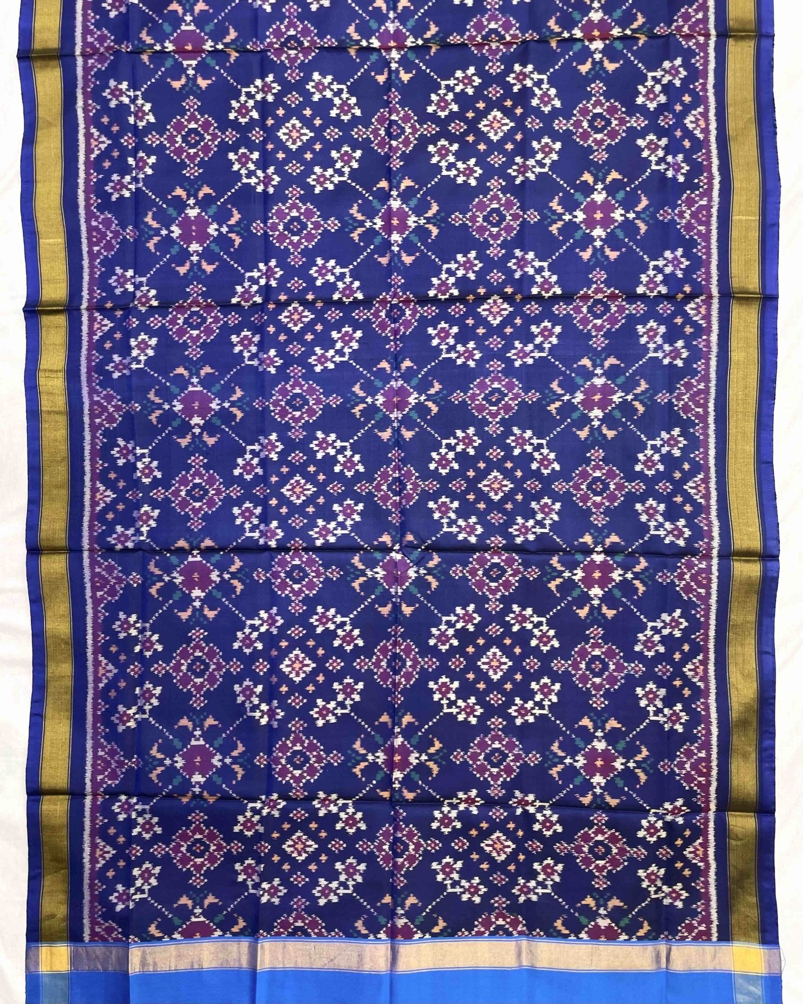 Blue Navratan Patola Dupatta - SindhoiPatolaArt