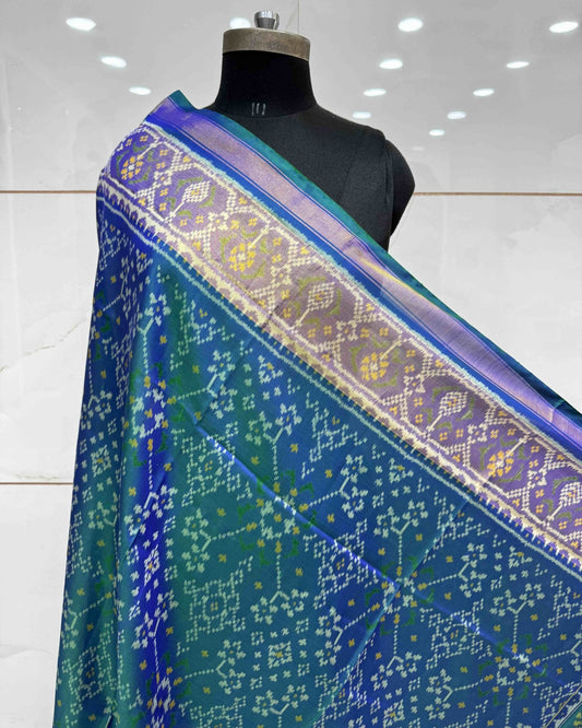 Blue Navratan Patola Dupatta - SindhoiPatolaArt