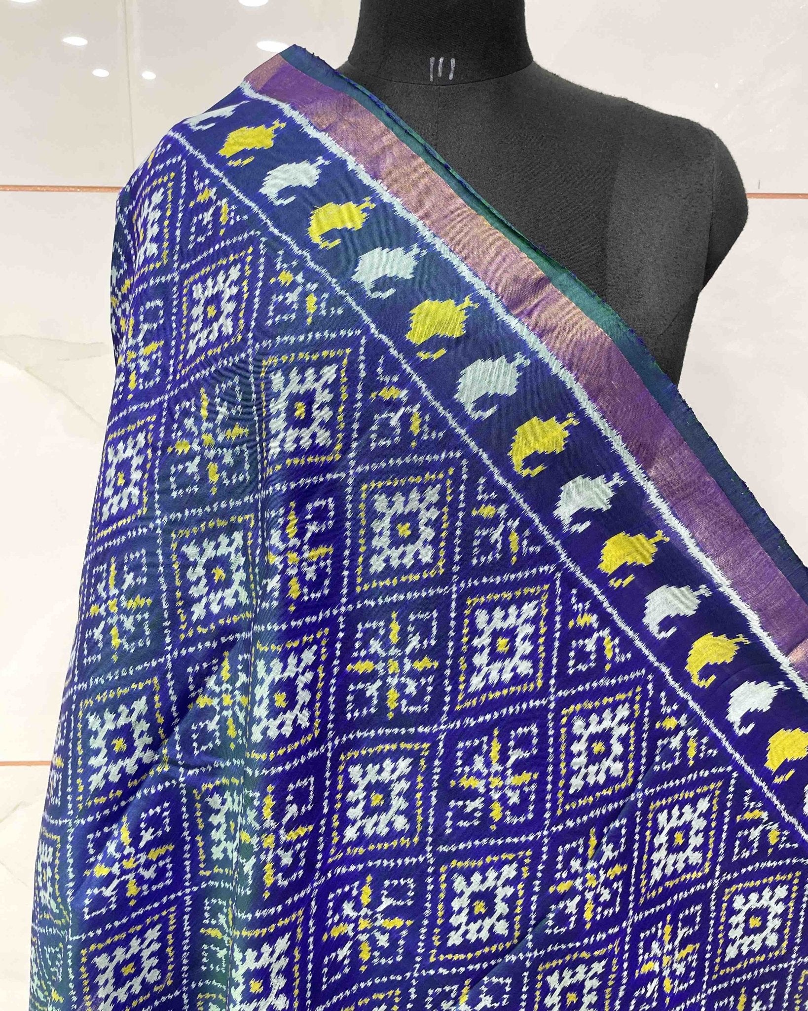 Blue Panchanda Designer Patola Dupatta - SindhoiPatolaArt