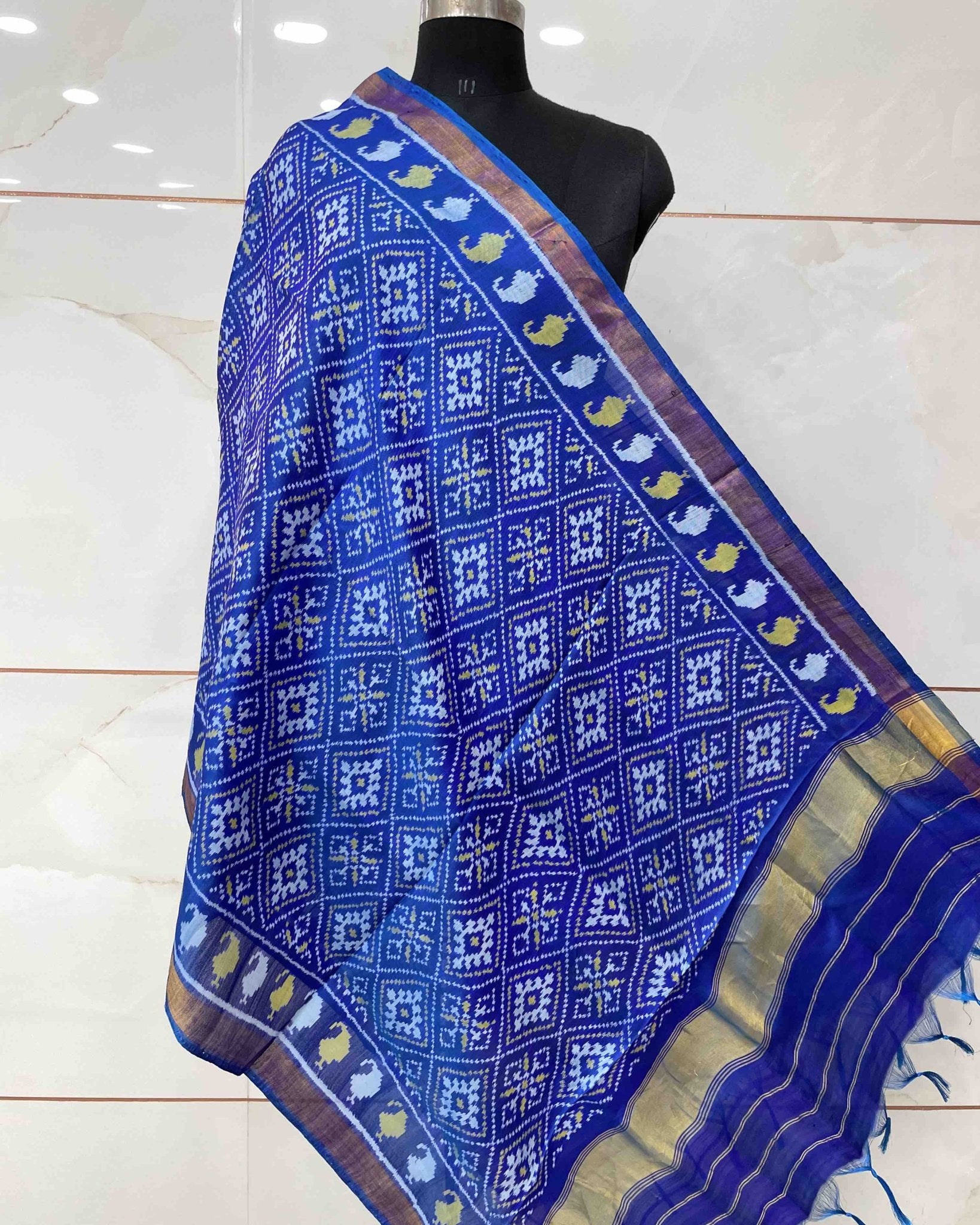 Blue Panchanda Designer Patola Dupatta - SindhoiPatolaArt