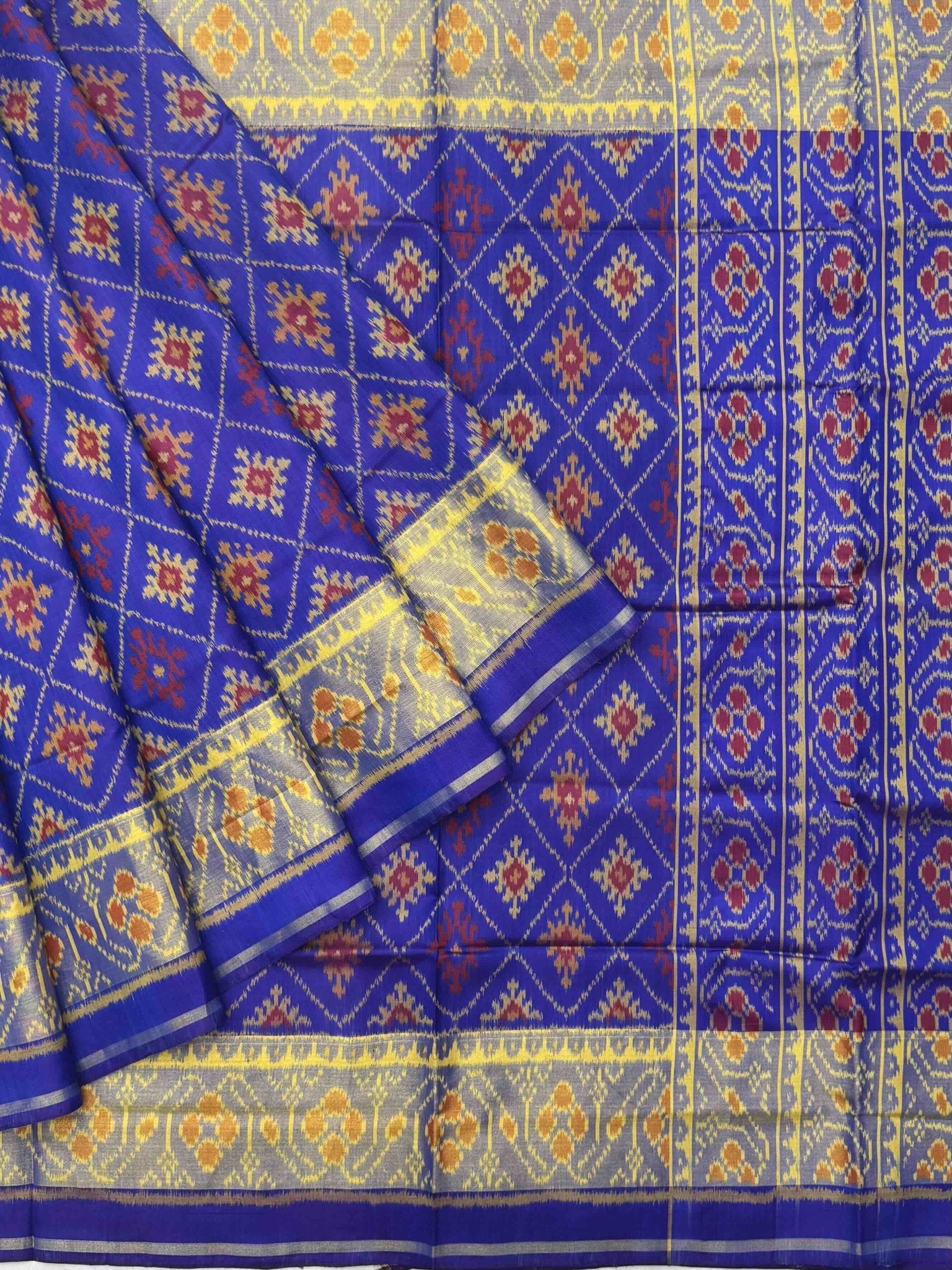 Blue panchanda Rajkot Patola Saree - SindhoiPatolaArt