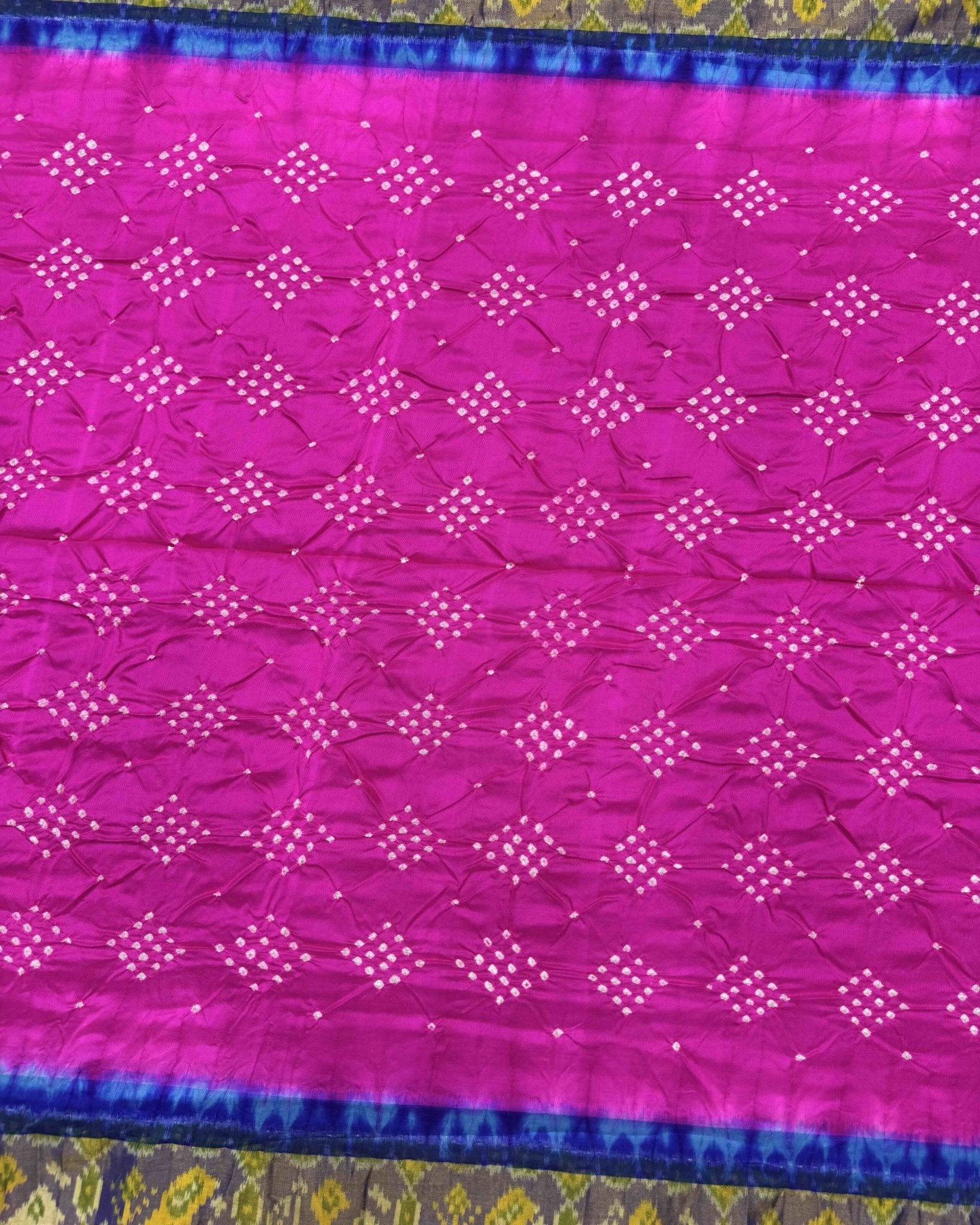 Blue & Pink Bandhani Patola Saree - SindhoiPatolaArt