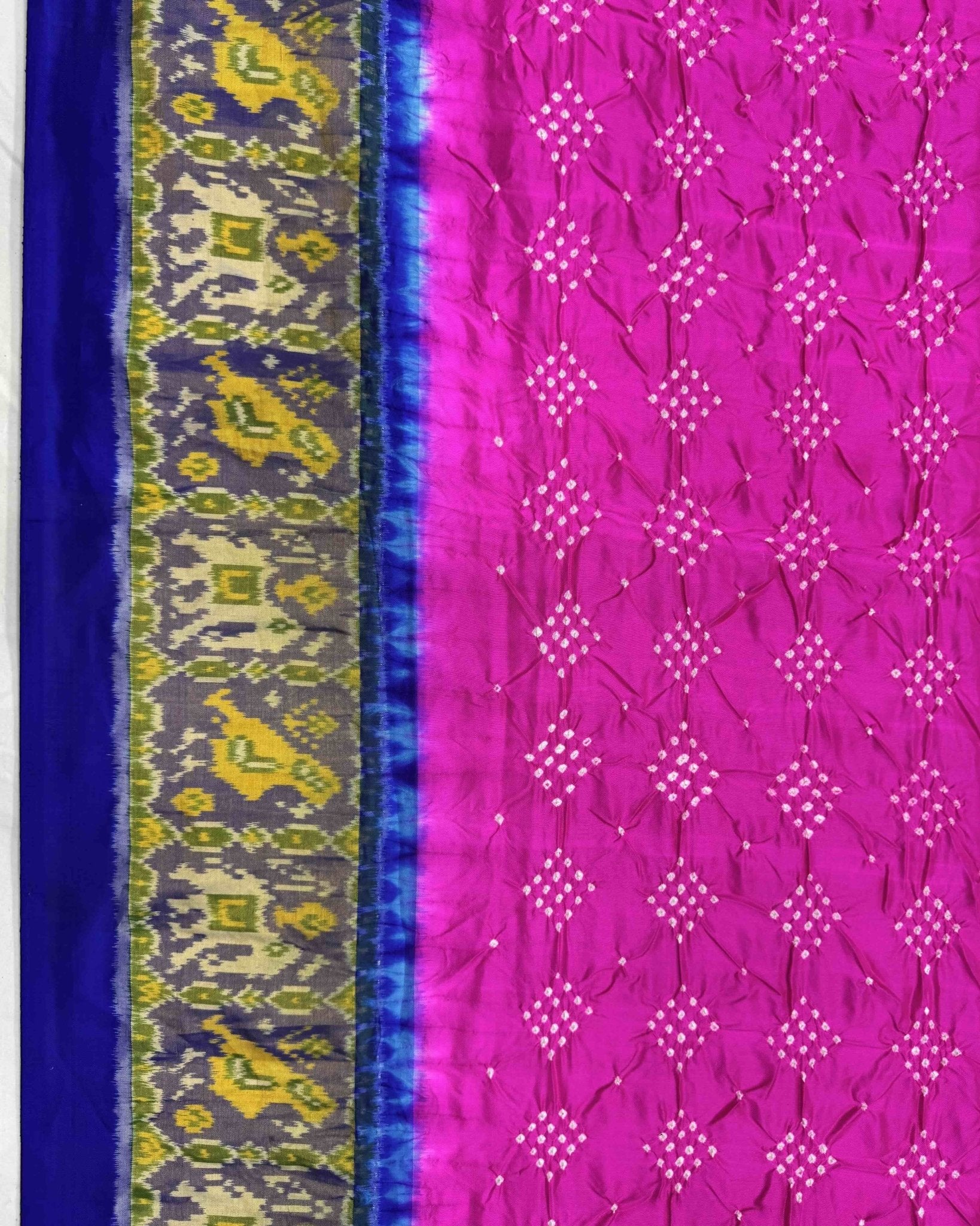 Blue & Pink Bandhani Patola Saree - SindhoiPatolaArt